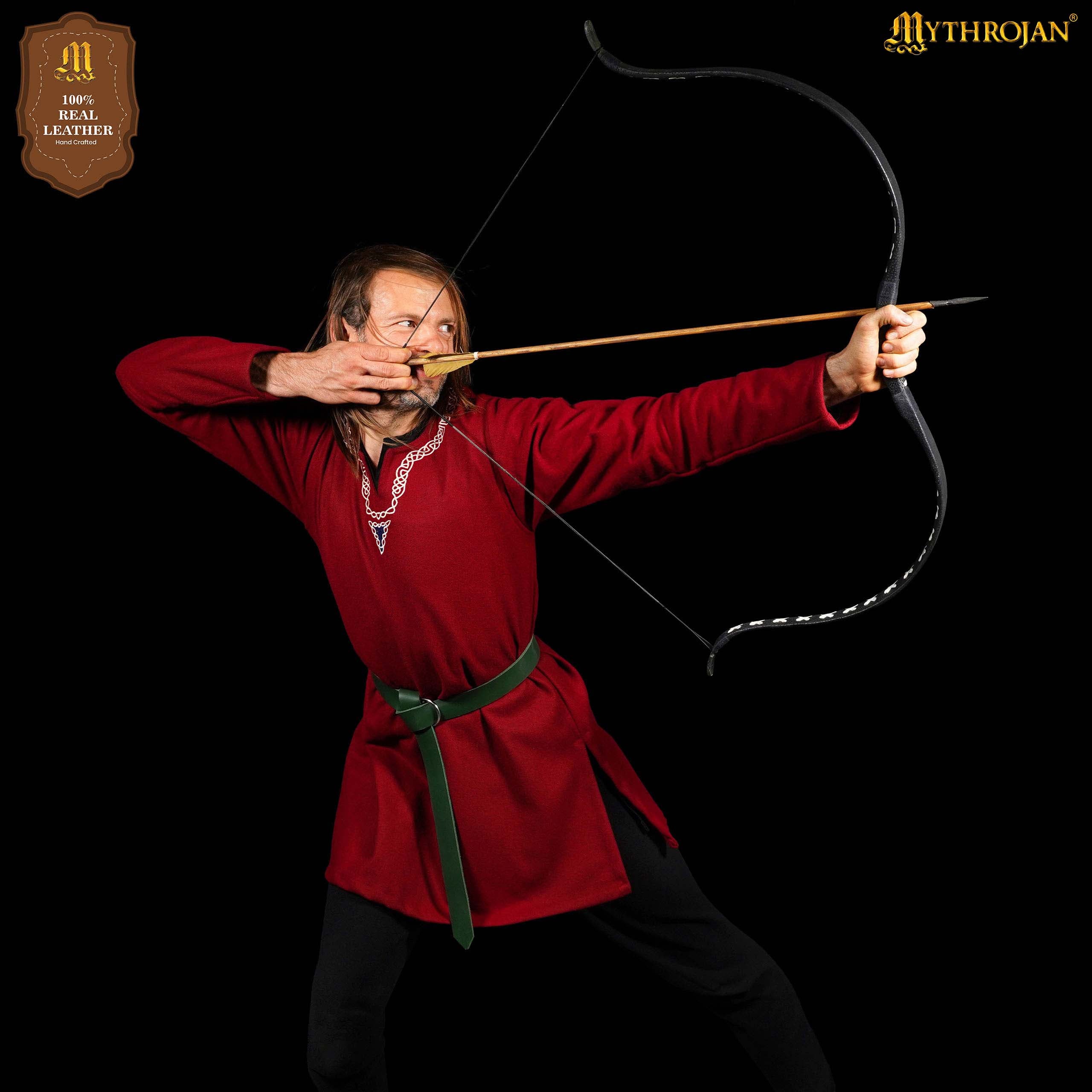 Mythrojan O - Ring Medieval Leather Belt, Ideal for LARP SCA Warrior Gothic Renaissance, BLACK