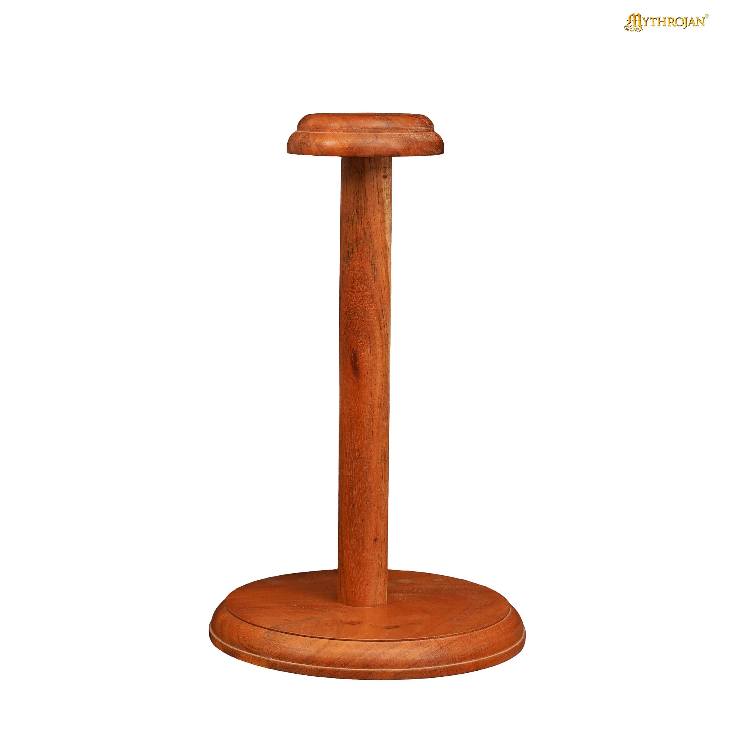 Mythrojan Wooden Helmet Stand Solid Medieval Roman Viking Helmet Display Stand Mask Display Templar Spartan Cosplay LARP Knight Stand - 13"