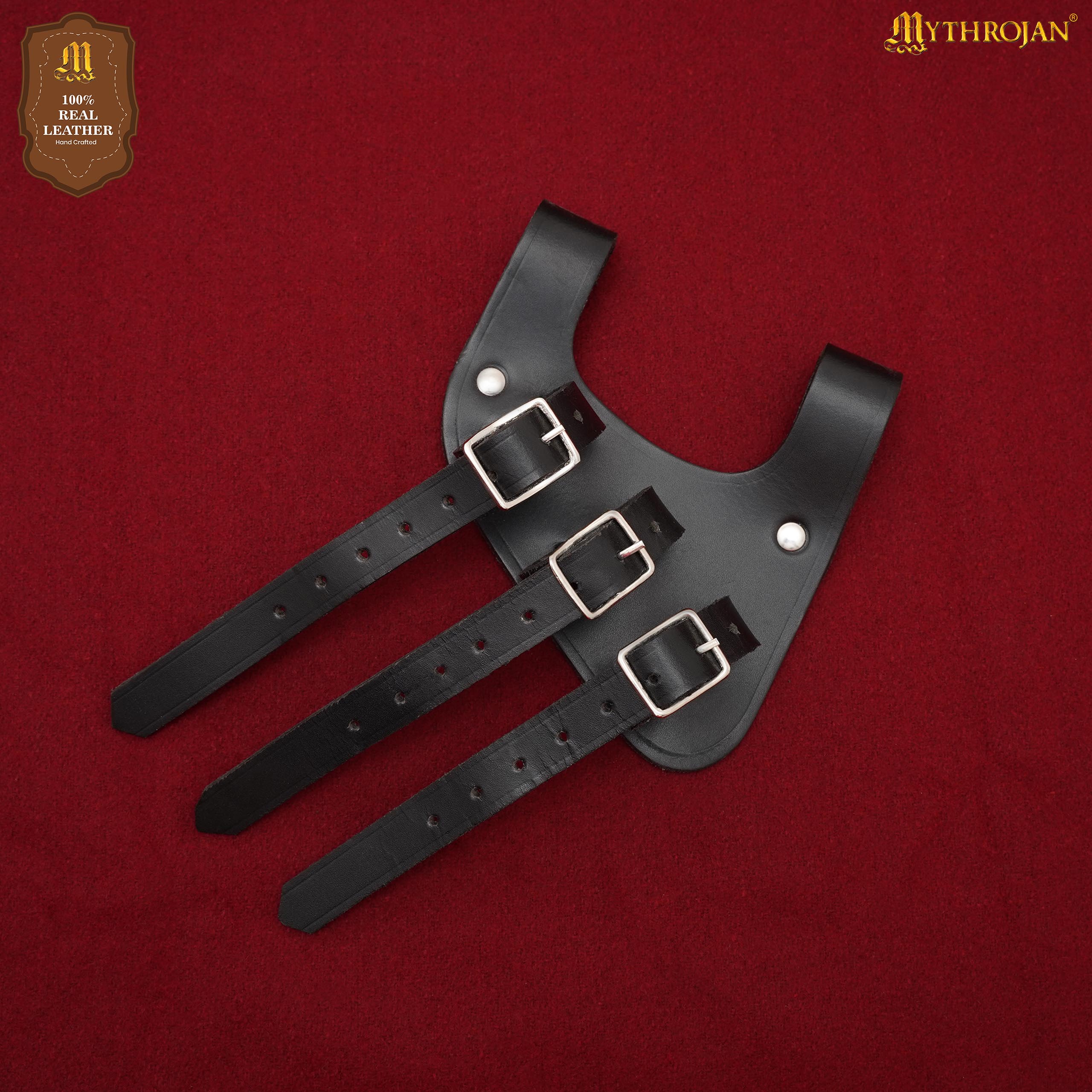 Mythrojan Renaissance Leather Sword Frog LARP Costume Accessory Rapier Knight Sword Belt - Black