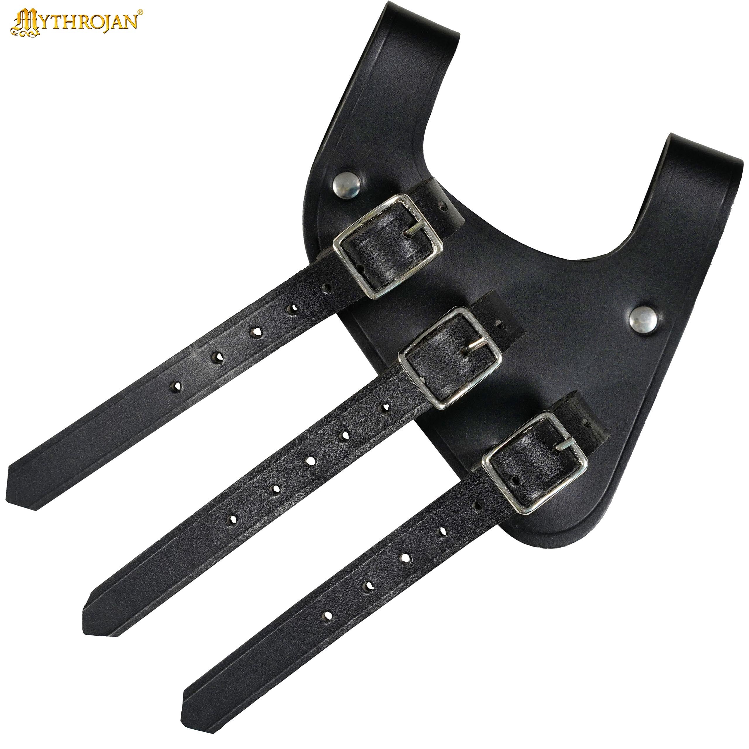 Mythrojan Renaissance Leather Sword Frog LARP Costume Accessory Rapier Knight Sword Belt - Black