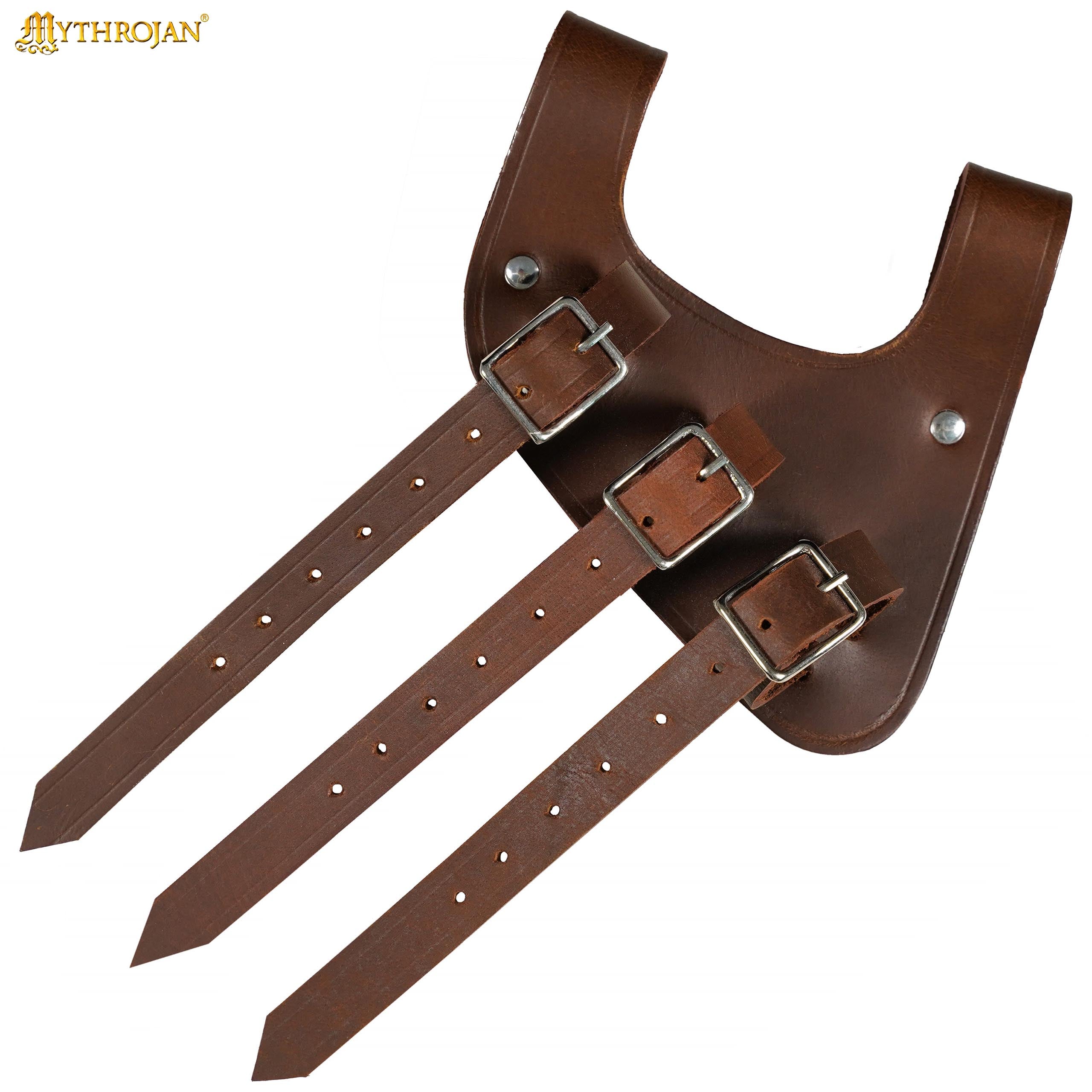 Mythrojan Renaissance Leather Sword Frog LARP Costume Accessory Rapier Knight Sword Belt - Brown