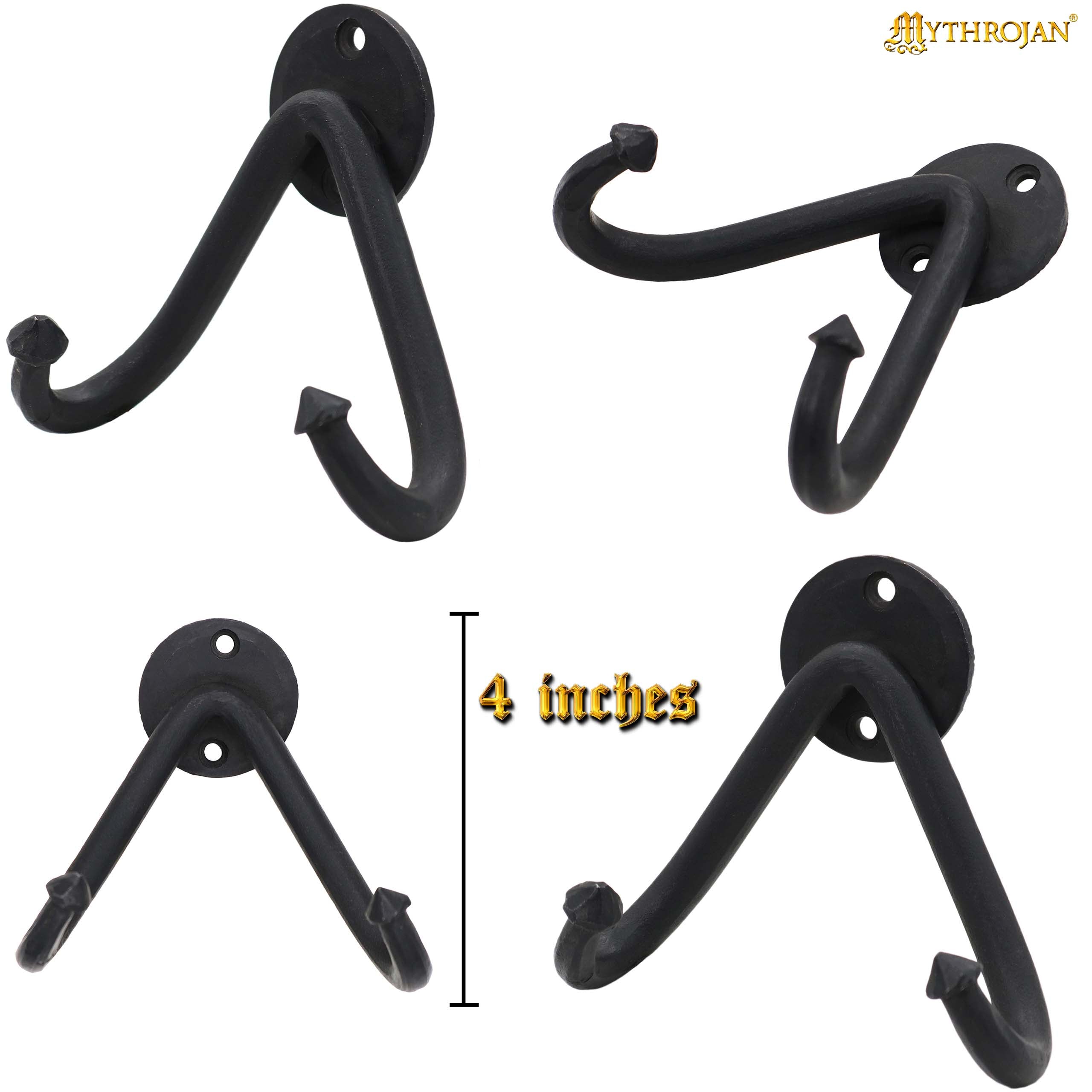 Mythrojan Heavy Sword Wall Mount in Forged Black Finish: Universal Sword Holder Wall Display