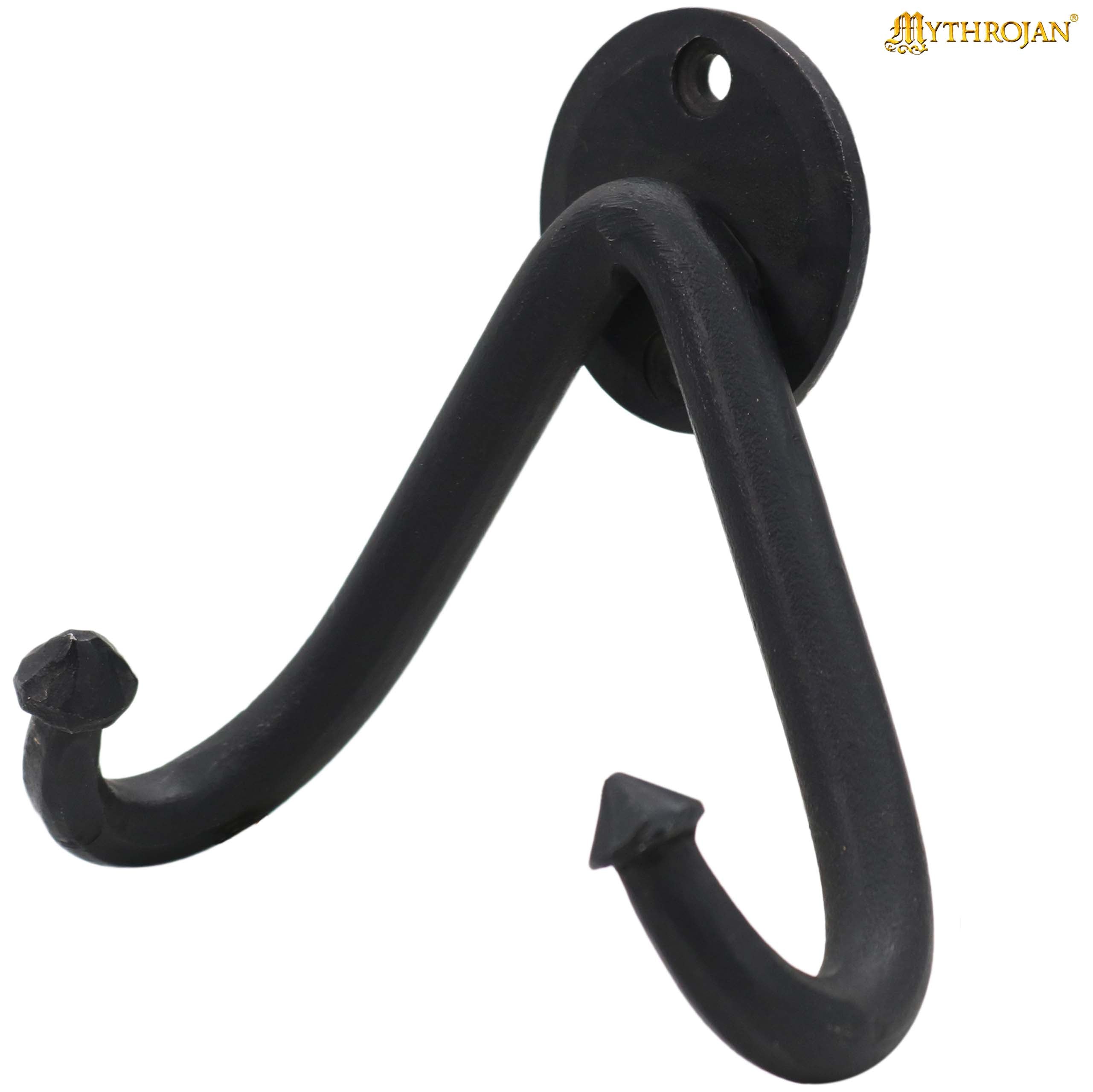 Mythrojan Heavy Sword Wall Mount in Forged Black Finish: Universal Sword Holder Wall Display