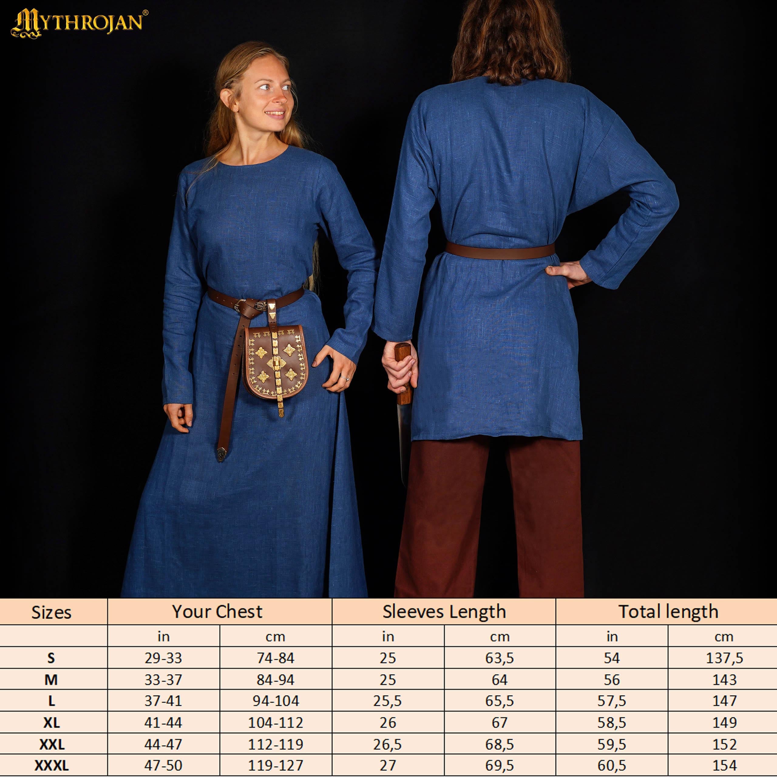 Mythrojan “Helga” Viking Baltic Linen Dress : ideal for Viking, Anglo-Saxon and early medieval event, LARP, SCA & Reenactment