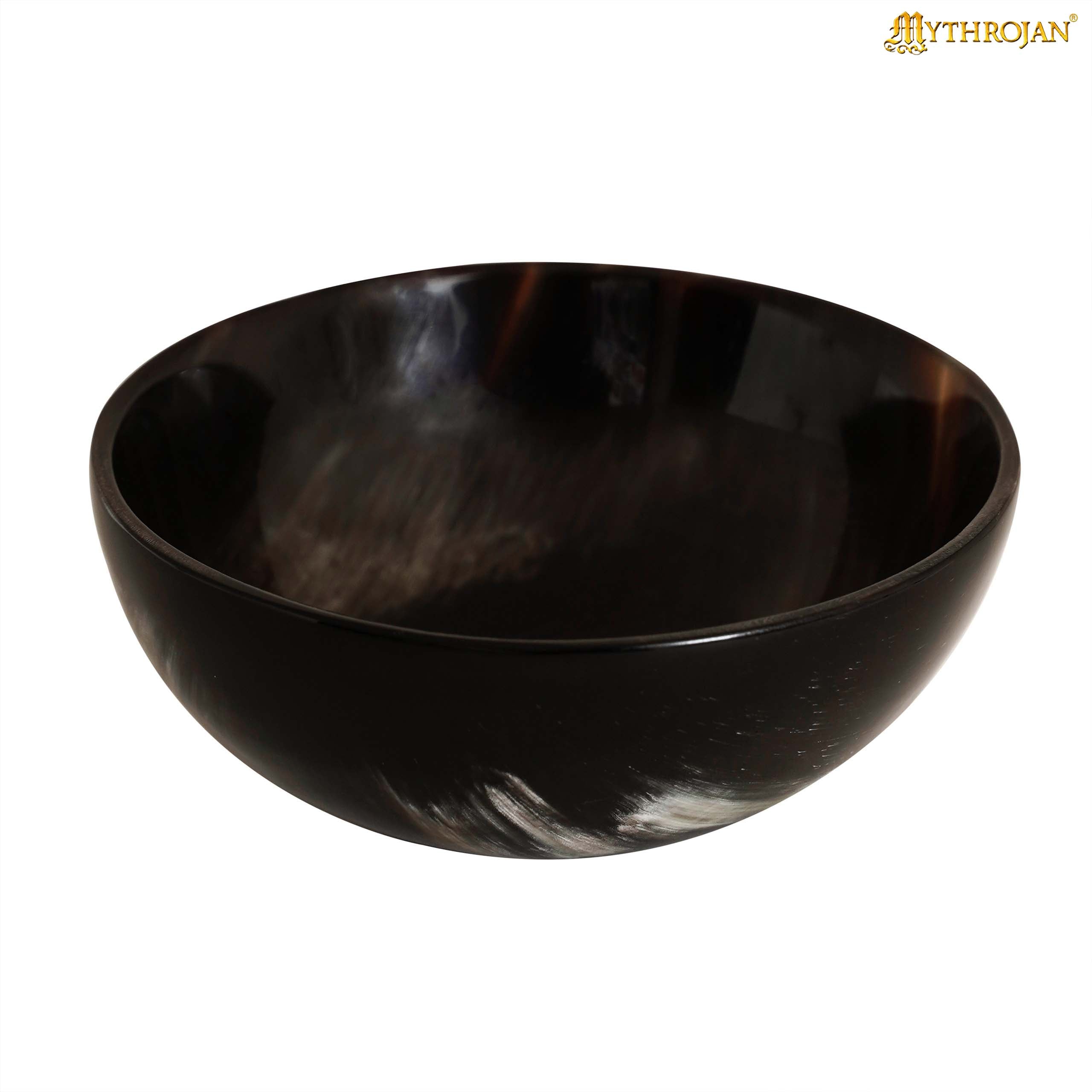 Mythrojan Hand Crafted Small Serving Natural Ox Horn Bowl - Polished Finish - 2.75" width x 1.25" Depth