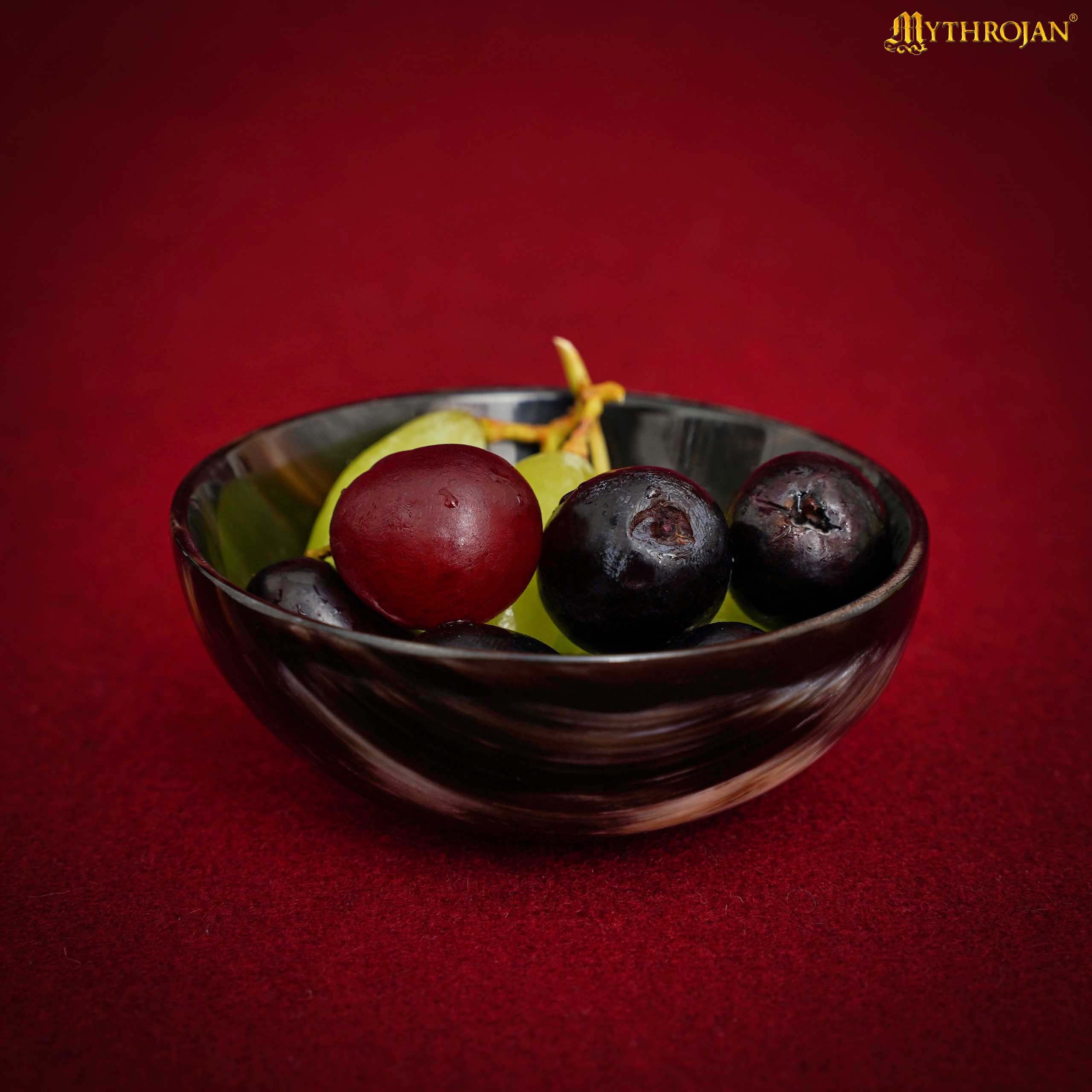 Mythrojan Hand Crafted Small Serving Natural Ox Horn Bowl - Polished Finish - 2.75" width x 1.25" Depth