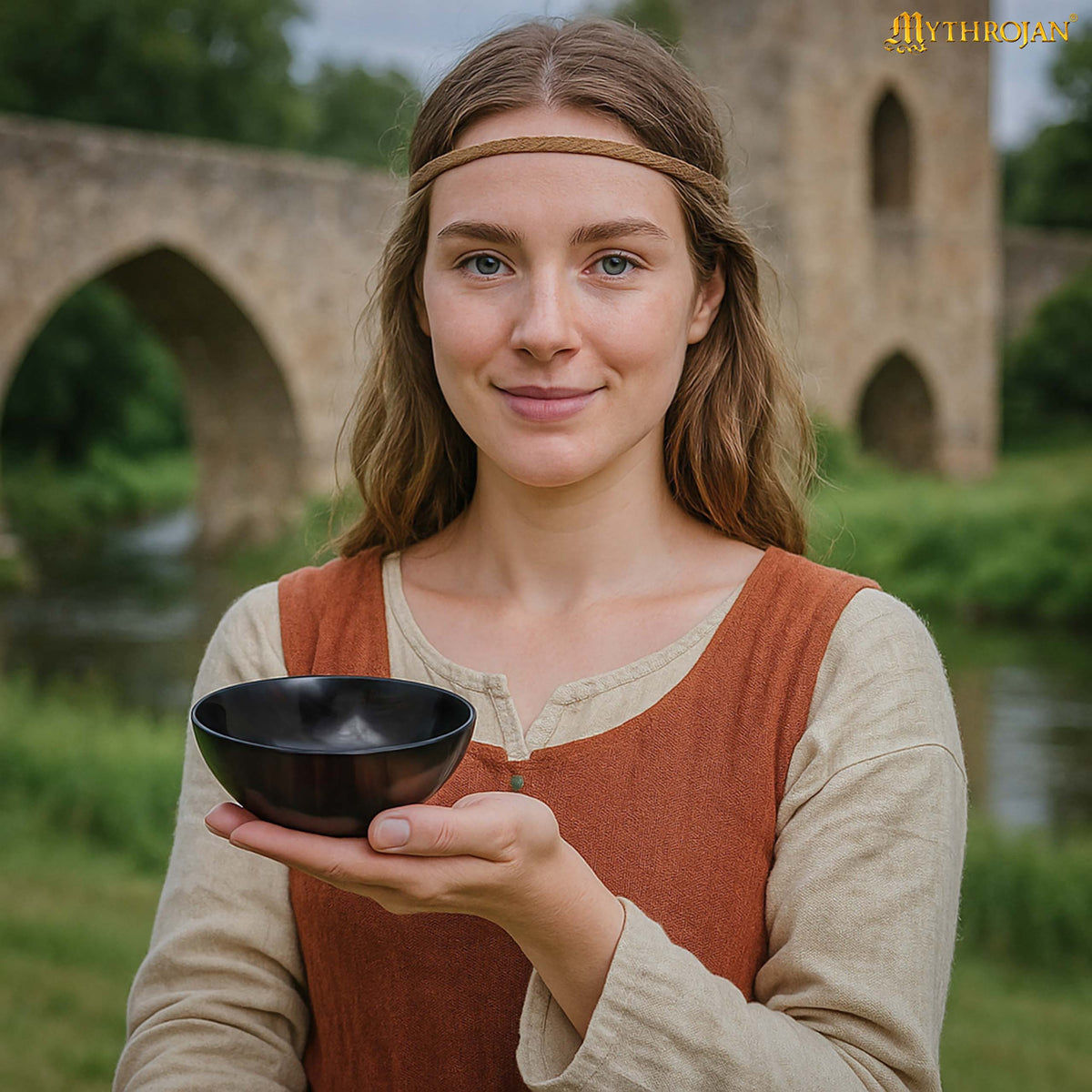 Mythrojan Hand Crafted Small Serving Natural Ox Horn Bowl - Polished Finish - 4" width x 2" Depth