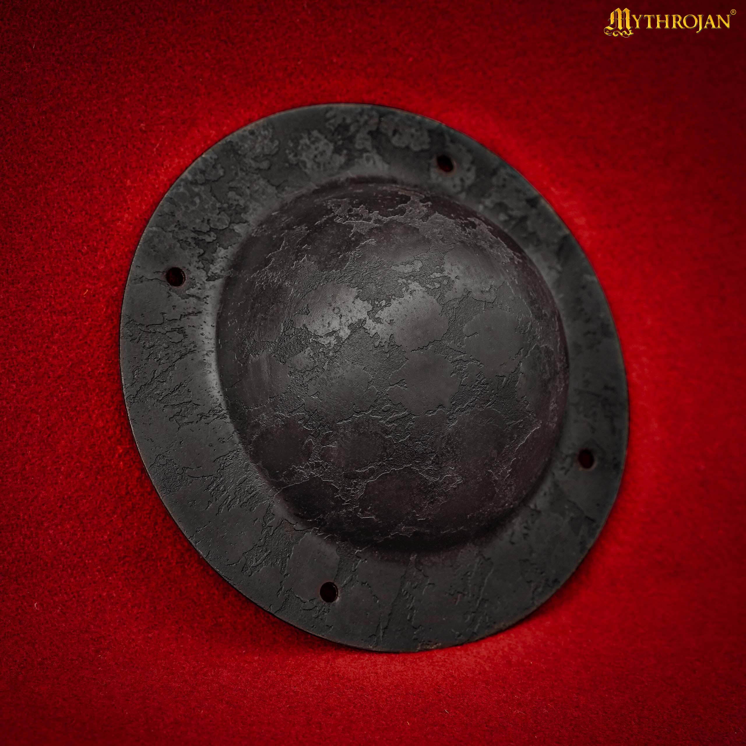 Mythrojan 7.5" VIKING “WARRIOR” SHIELD BOSS UMBO - fully functional and BATTLE READY : Viking Historical Reenactment, medieval Norman knight or Germanic warriors HAND FORGED. Finish : Antique Black