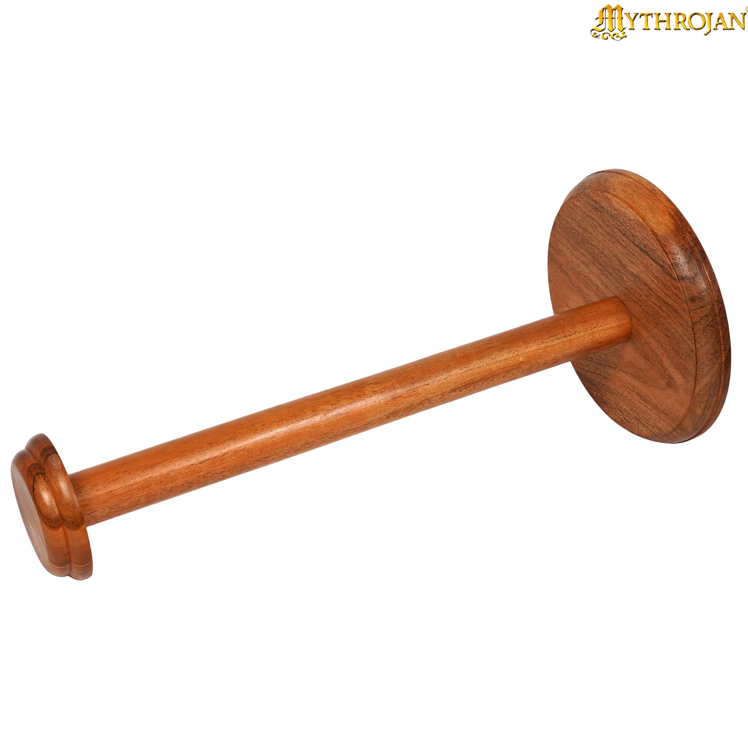 Mythrojan Wooden Helmet Stand Solid Medieval Roman Viking Helmet Display Stand Mask Display Templar Spartan Cosplay LARP Knight Stand - 18"