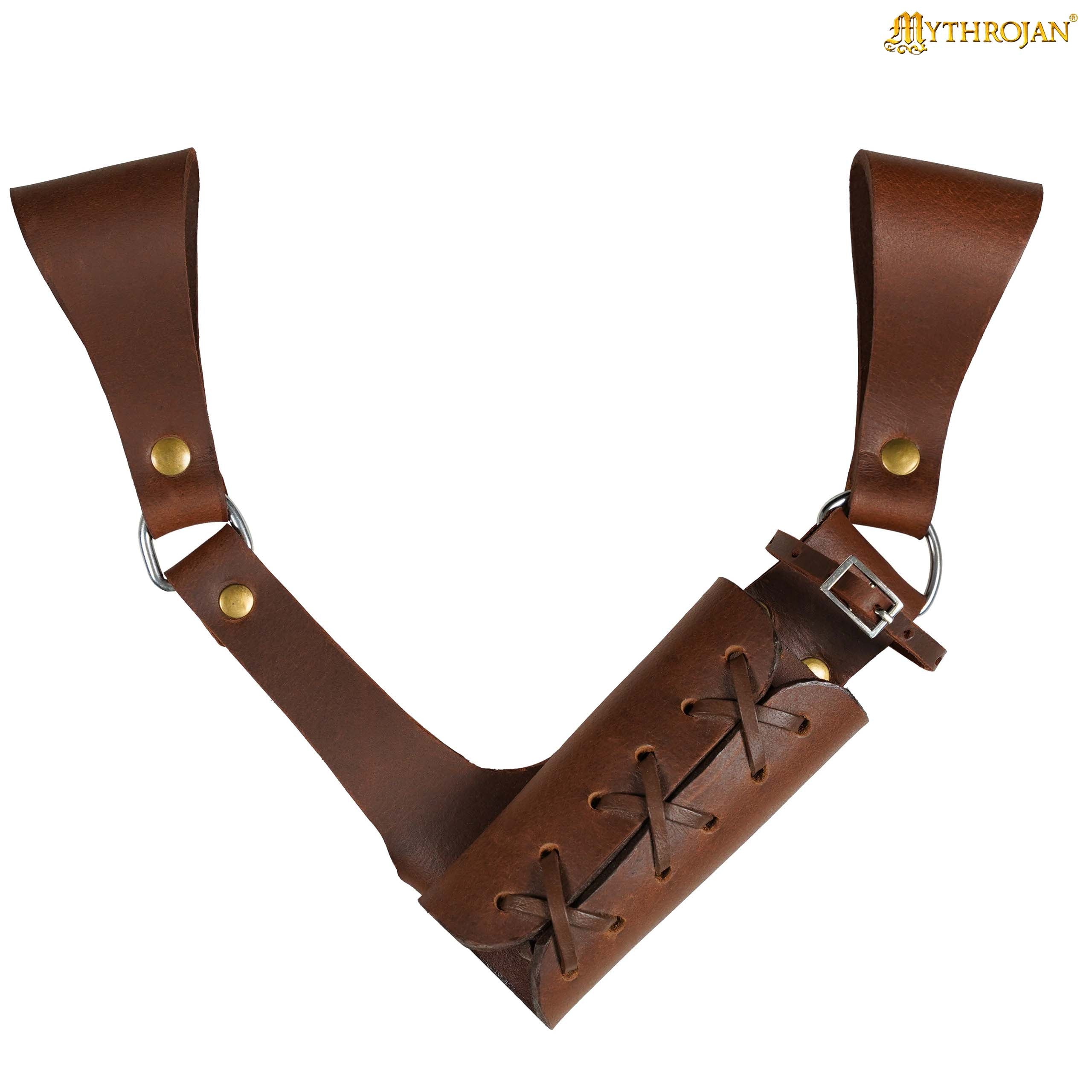 Mythrojan Medieval Leather Sword Frog Universal Rapier Broadsword & Cutlass - Brown