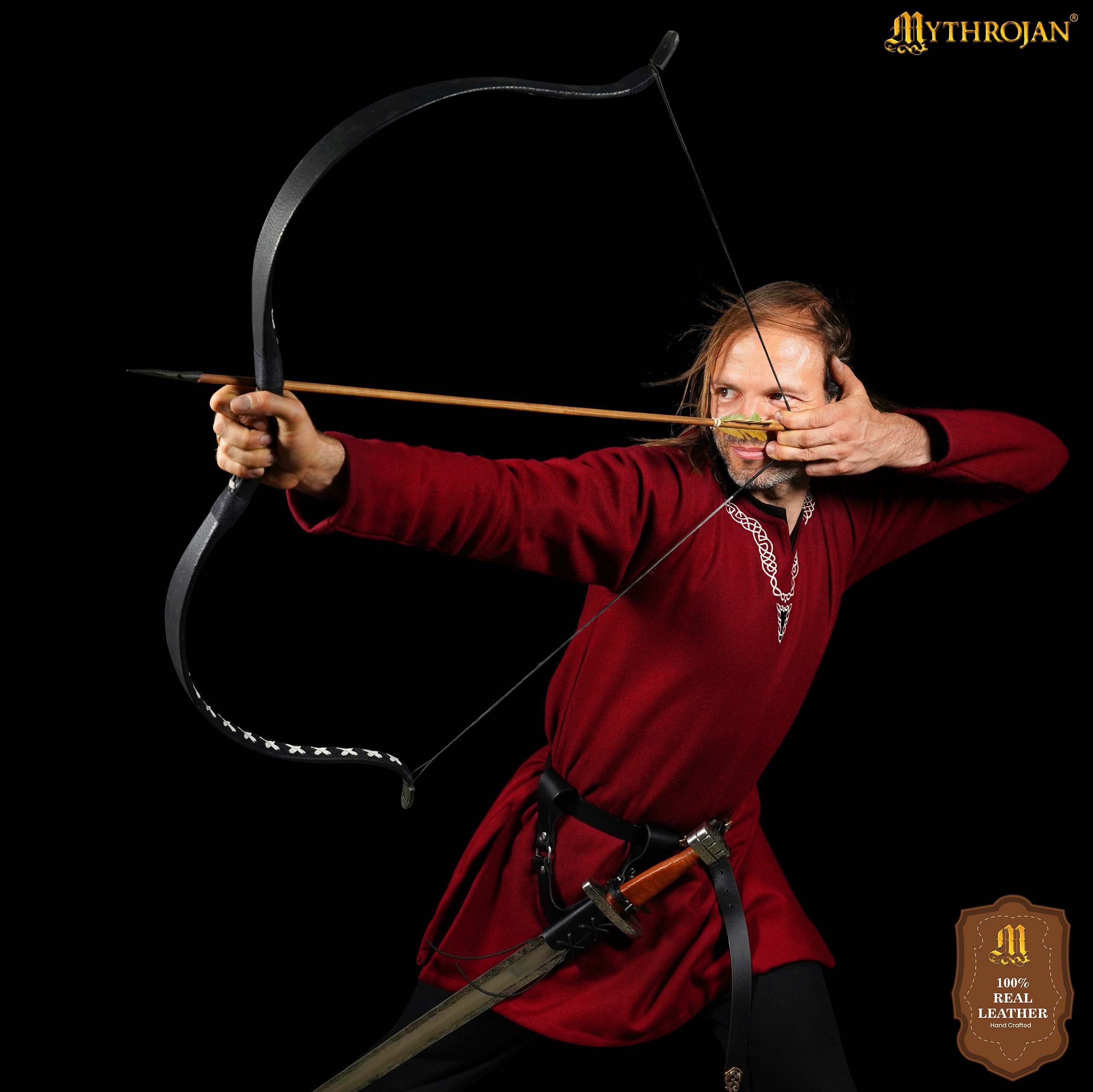 Mythrojan Medieval Leather Sword Frog Universal Rapier Broadsword and Cutlass - Black