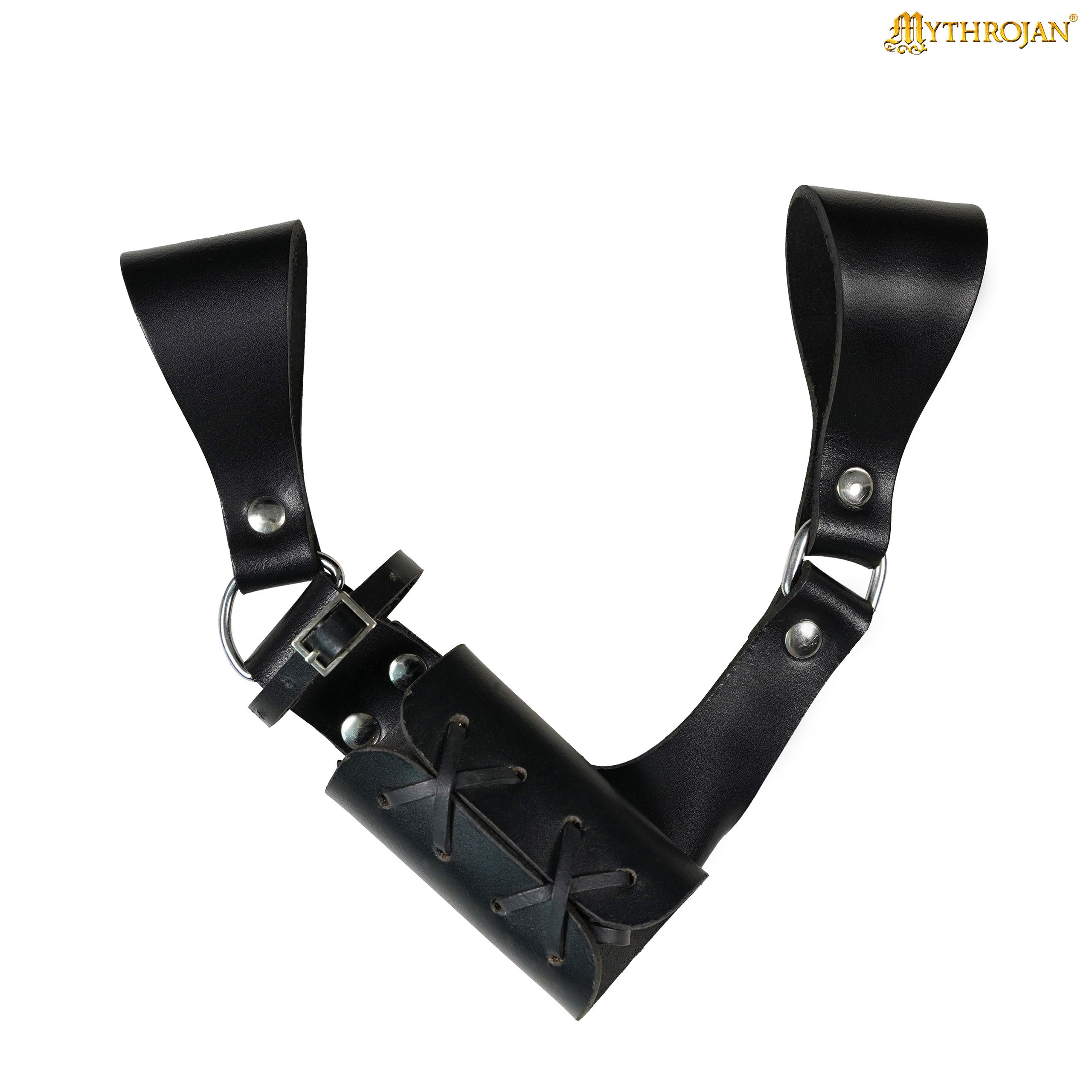 Mythrojan Medieval Leather Sword Frog Universal Rapier Broadsword and Cutlass - Black