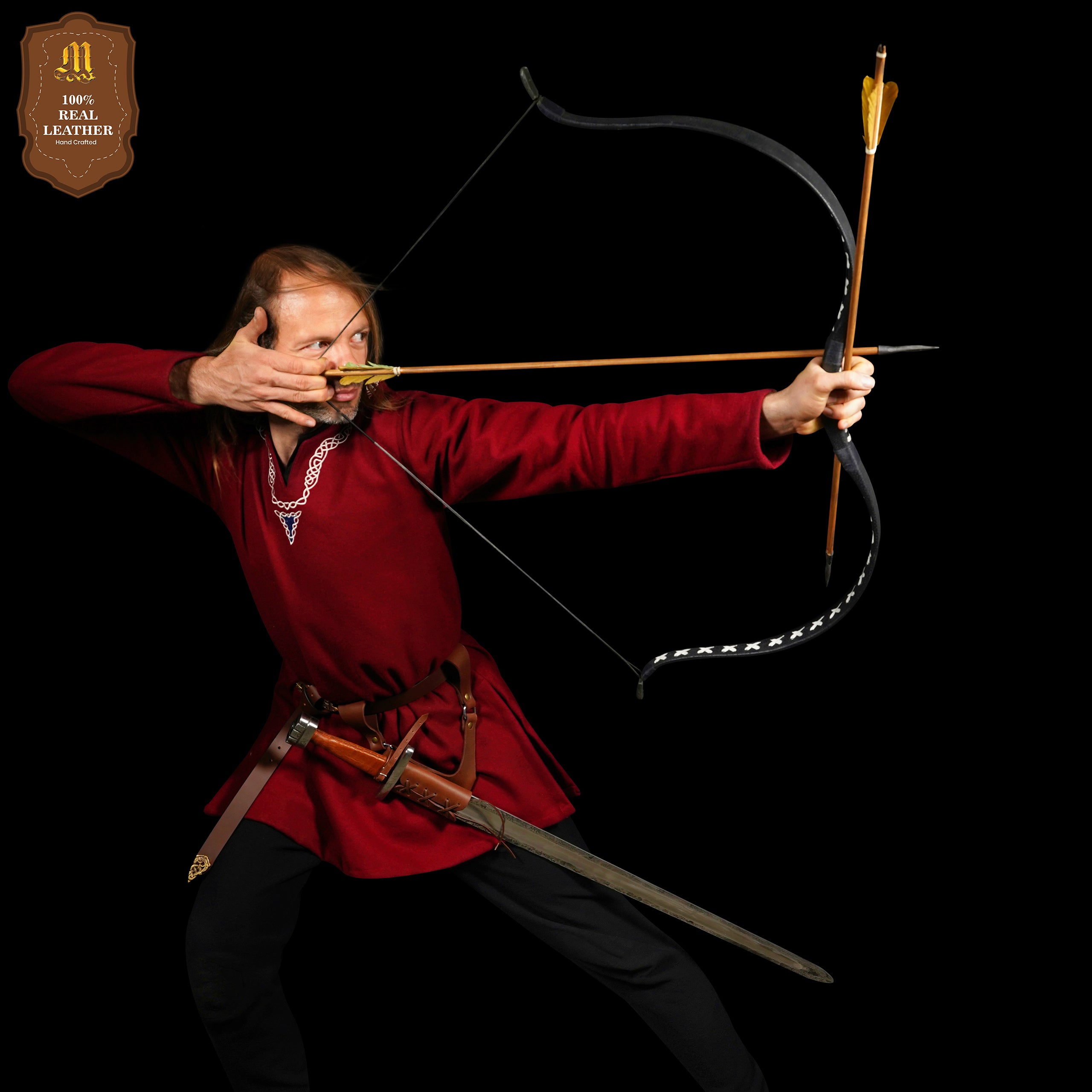 Mythrojan Medieval Leather Sword Frog Universal Rapier Broadsword & Cutlass - Brown
