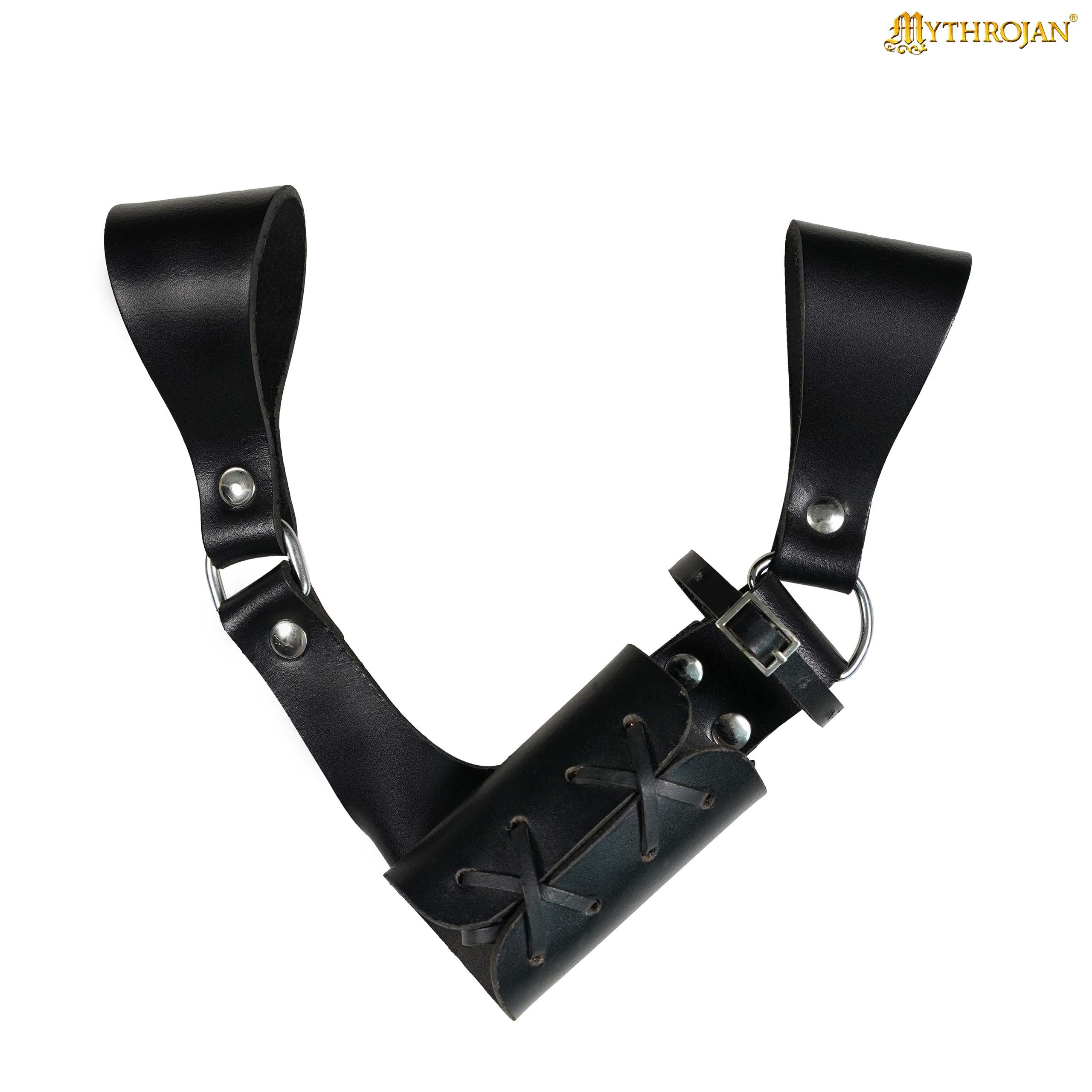 Mythrojan Medieval Leather Sword Frog Universal Rapier Broadsword and Cutlass - Black