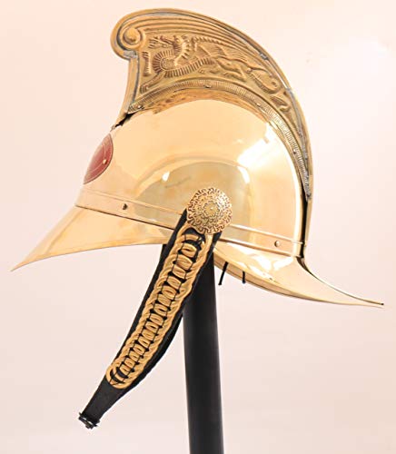 Mythrojan Fireman Fire Fighter Helmet NSW Fire Brigade Rider Larp - Brass Finish