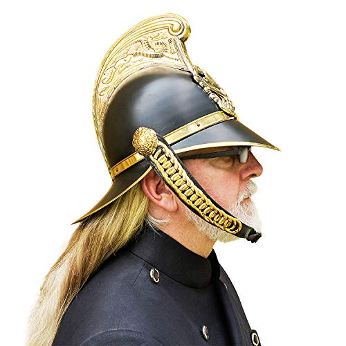 Mythrojan Fireman Fire Fighter Helmet NSW Fire Brigade Rider Larp - Black Finish