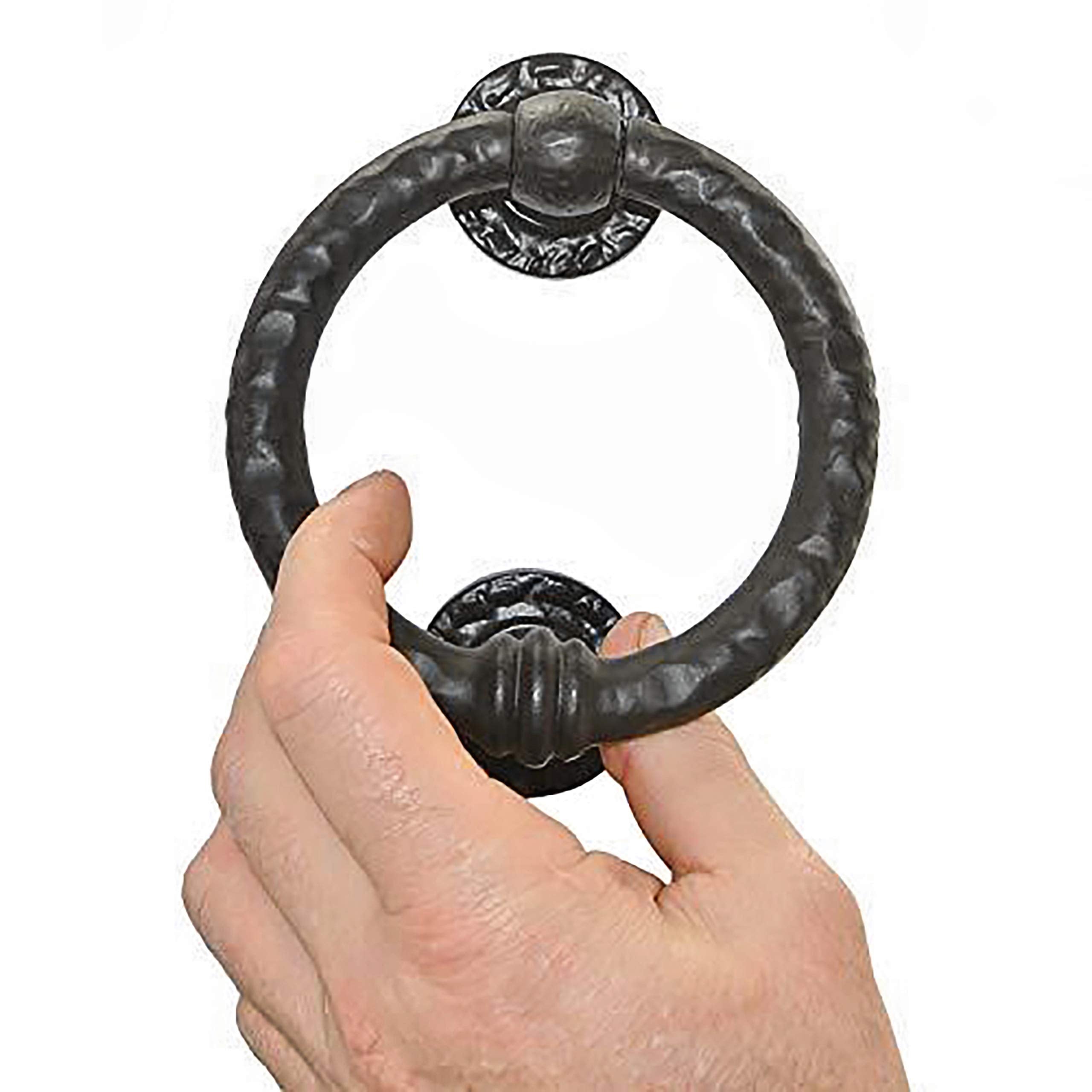 Mythrojan Large Cast Iron Ring Front Door Knocker Artisan Made Antique Knocker