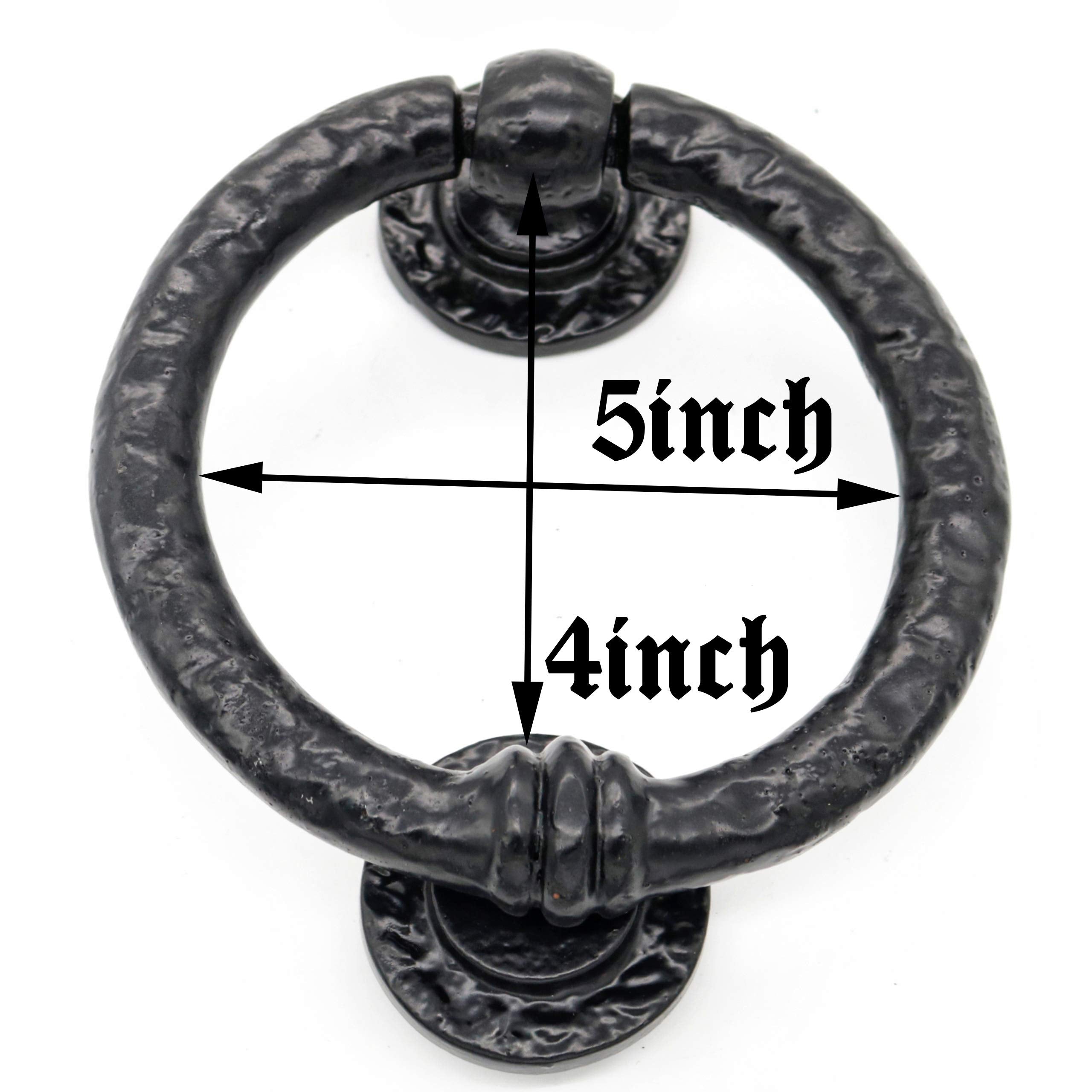 Mythrojan Large Cast Iron Ring Front Door Knocker Artisan Made Antique Knocker