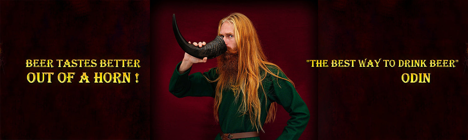 Viking Drinking Horn with Leather Holder
