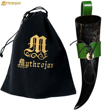 mythrojan-drinking-horn-with-leather-holder-authentic-medieval-inspired-viking-wine-mead-mug-green