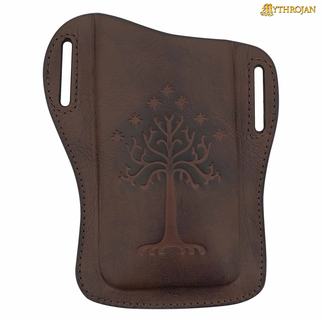 301044BRT-L : Mythrojan The Tree of Gondor/Numenor Phone Case Genuine Leather Belt Pouch for Mobile Phones, Full Grain Leather, Brown, Large, 7”x5.7”, Brown, 7