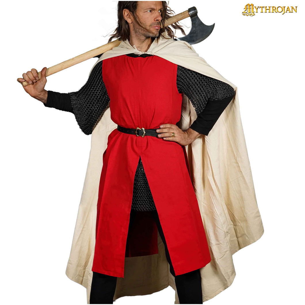 Mythrojan “Medieval Scout” Canvas Cape/Cloak 100% Cotton Medieval Viking Knight SCA LARP, Ecru, Large