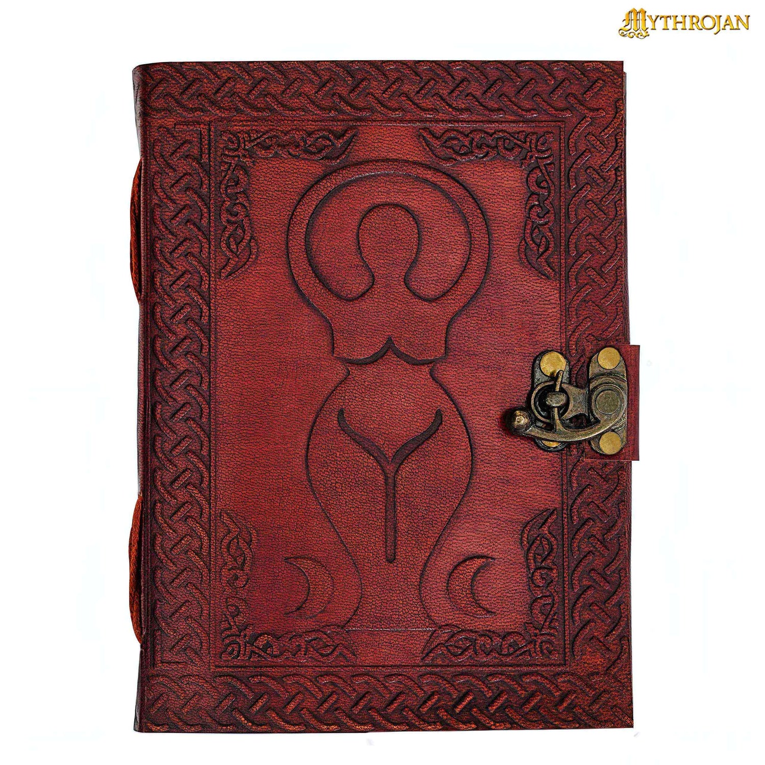 Mythrojan Medieval Goddess Leather Journal with Lock 5 x 7 inches Handmade Vintage Diary Notebook