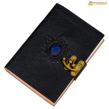 mythrojan-vintage-antique-leather-journal-with-semi-precious-stone-black-pentagram-star-design-book-of-shadows-grimoire-journal-for-men-and-women-7-x-5-inch