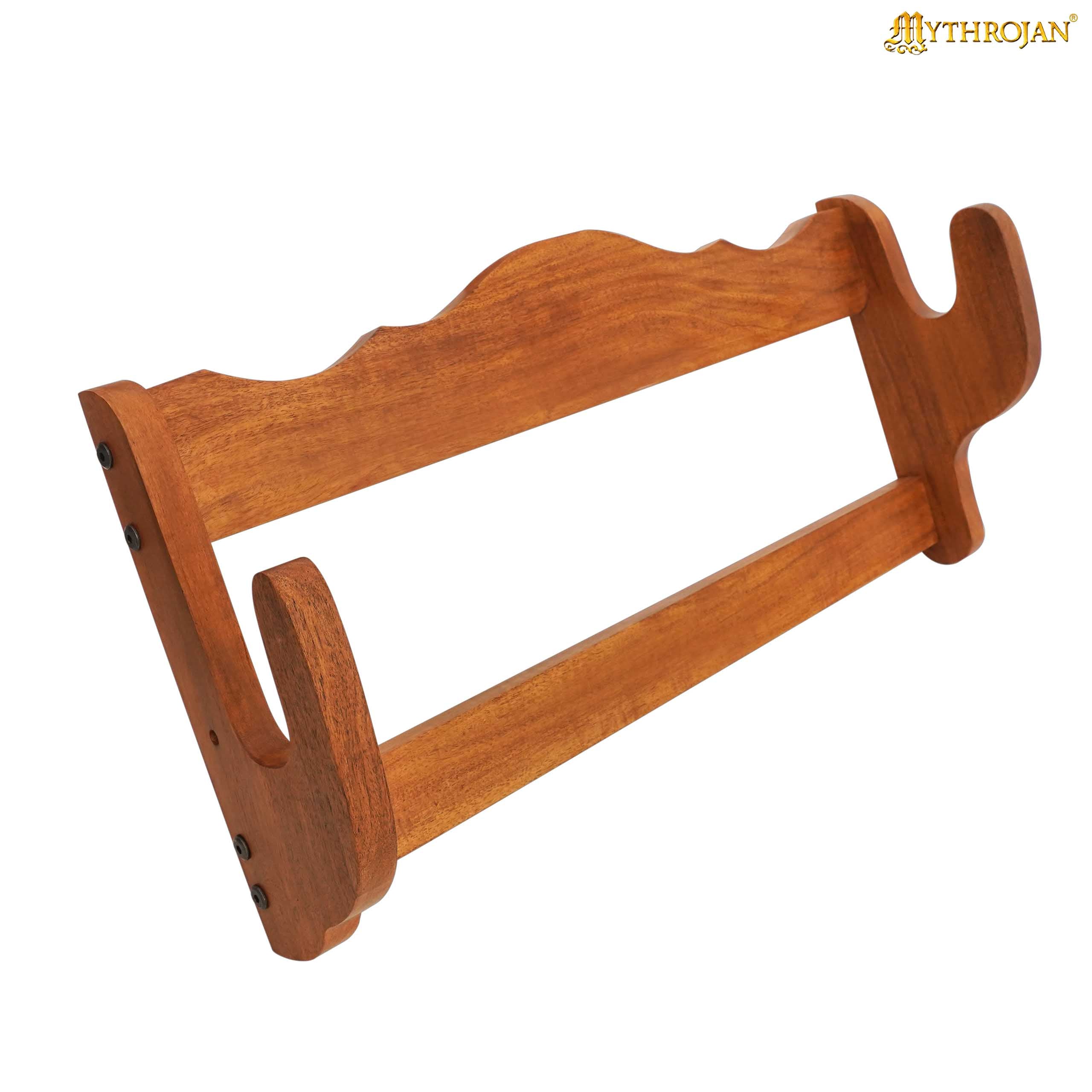 Mythrojan Solid Hardwood Gun Rifle Display Wall Mount Stand 24”x5.1”x11.2”