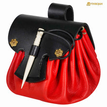mythrojan-gold-and-dice-medieval-fantasy-belt-bag-with-bone-needle-closure-ideal-for-sca-larp-reenactment-ren-fair-red-and-black-3-5
