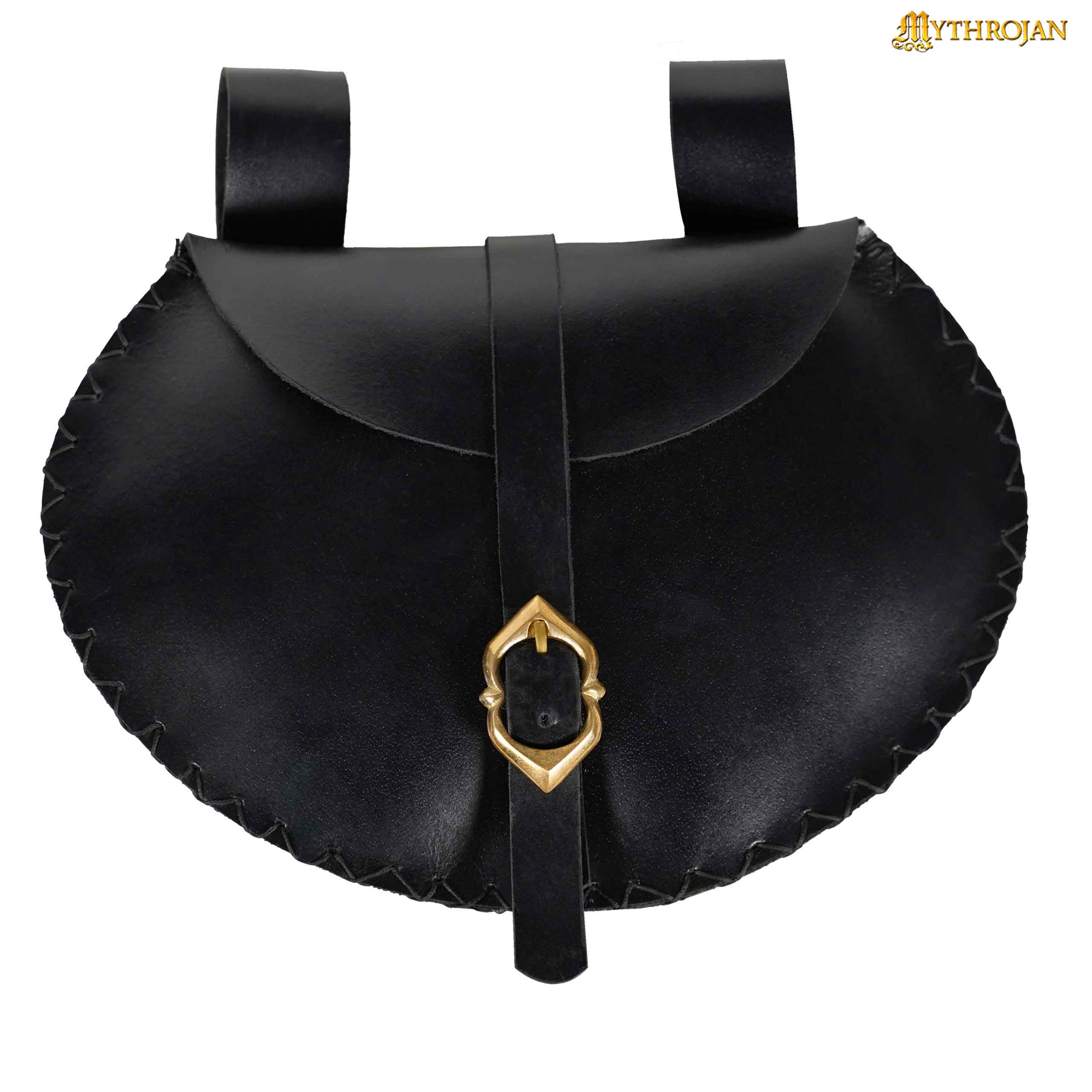 Mythrojan Medieval Belt Bag with Solid Brass Buckle, 