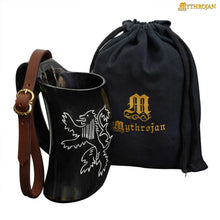 mythrojan-tumbler-viking-drinking-cup-with-handle-medieval-buckle-renaissance-with-leather-strap-600-ml-rampat-lion