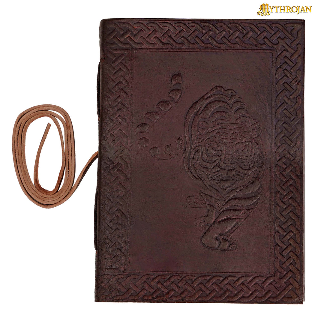 Mythrojan Tiger Leather Journal 5 x 7 inches Rustic Handmade Vintage Book Diary Pocket Notebook