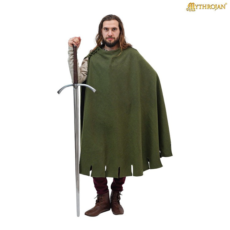 Bocksten Man woolen medieval cloak : 14th-15th century historical 100% recycle wool cape ideal for knights, travelers, pilgrim, swordman and soldier in LARP, SCA and reenactment