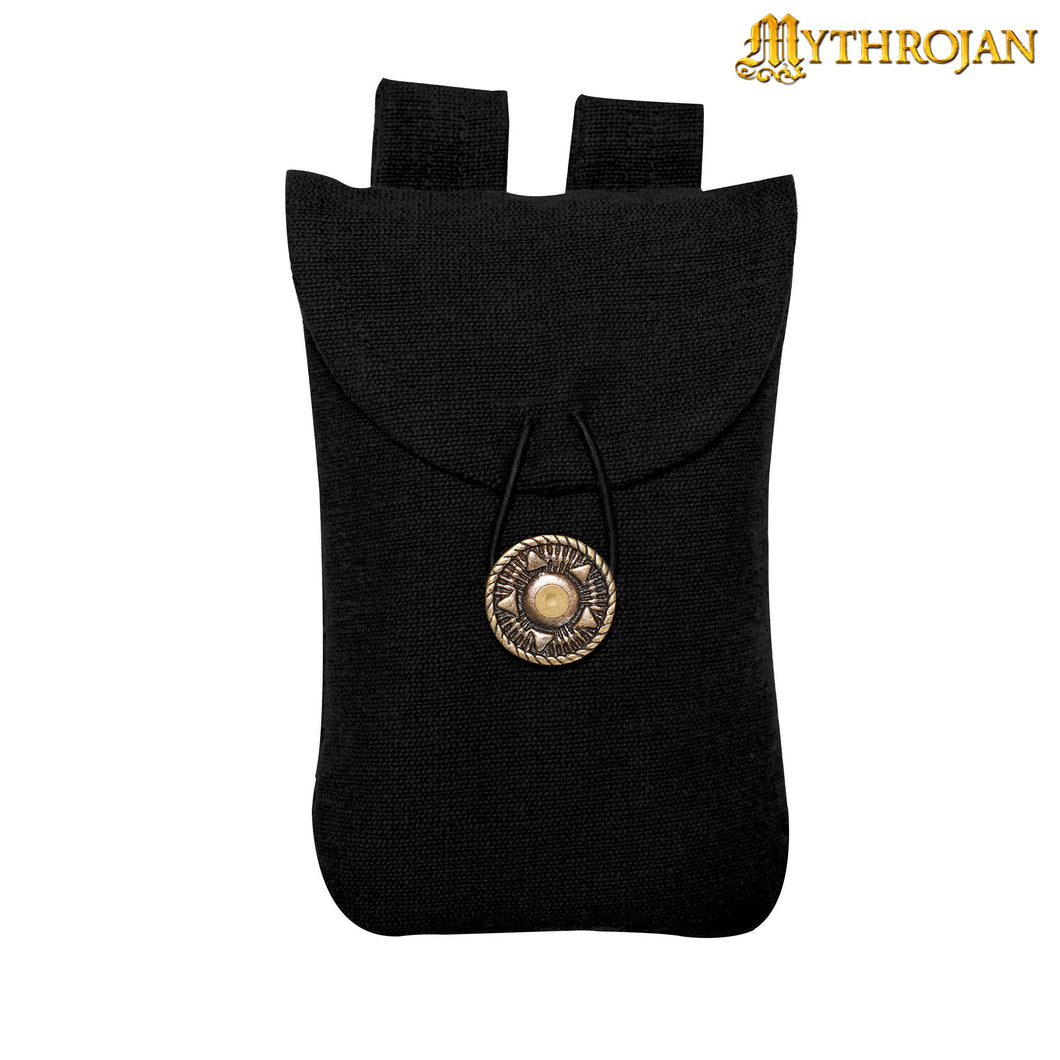 Mythrojan Belt Bag, ideal for SCA LARP reenactment & Ren fair, Handwoven Canvas 100% Cotton , Brown , 7.2 ”× 4.7 ”
