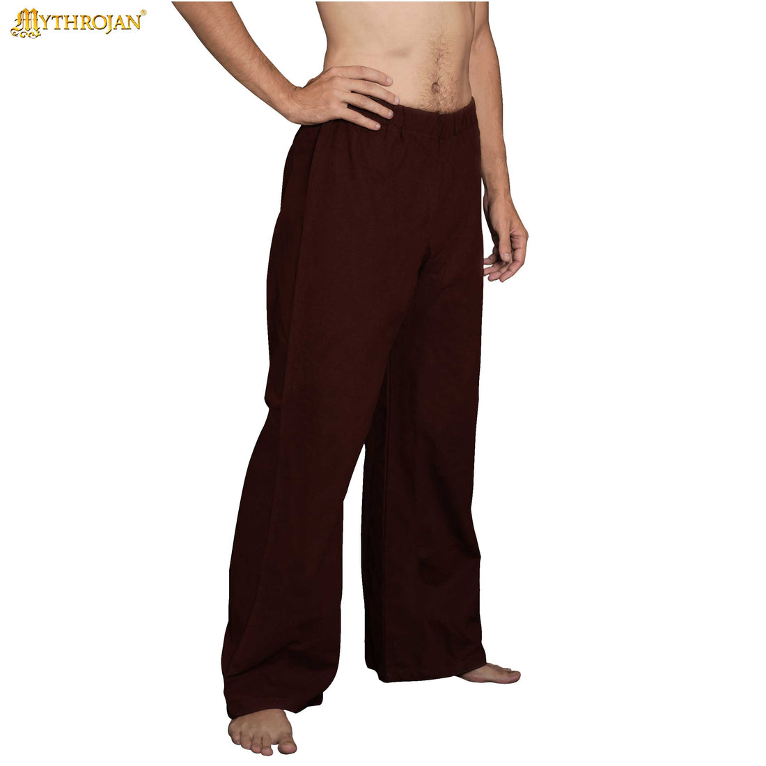 Mythrojan WARRIOR CANVAS TROUSERS Medieval Viking Knight Pirate Cotton, Brown