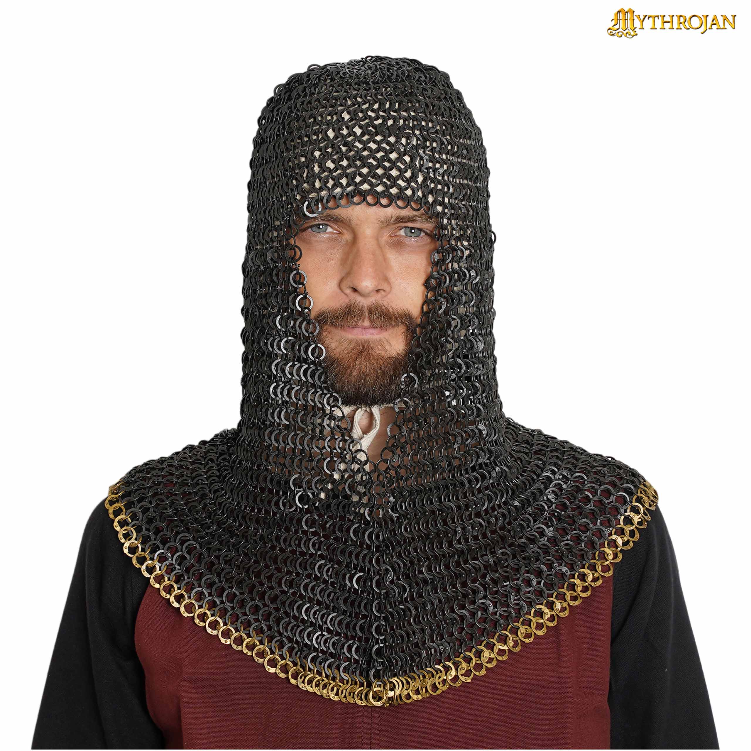 Mythrojan Medieval Chainmail Coif Butted Mild Steel