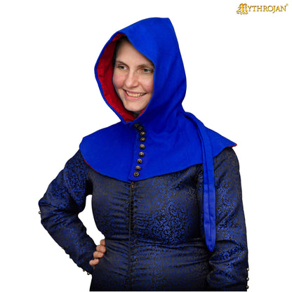 Mythrojan late medieval lady buttoned hood : 15 th century reenactment, LARP, SCA and movie prop