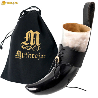 Mythrojan Viking Drinking Horn with Black Leather