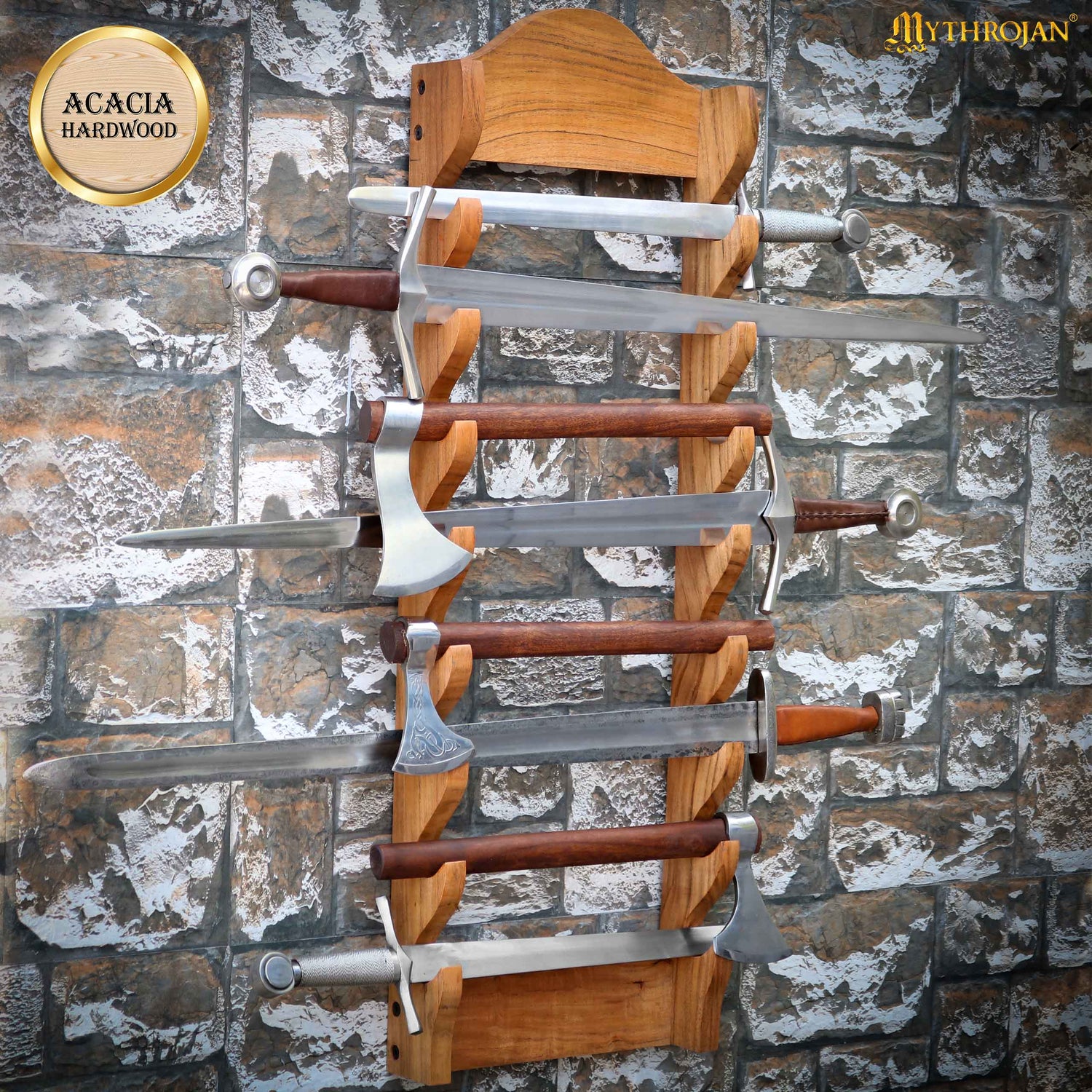 Mythrojan Medieval Sword Wall Mount Samurai Sword Display Stand Katana Sword Holder Gladiator Sword Wall Display Crusader Sword Stand Knife Stand for Display: Eight Tier Sword Stand