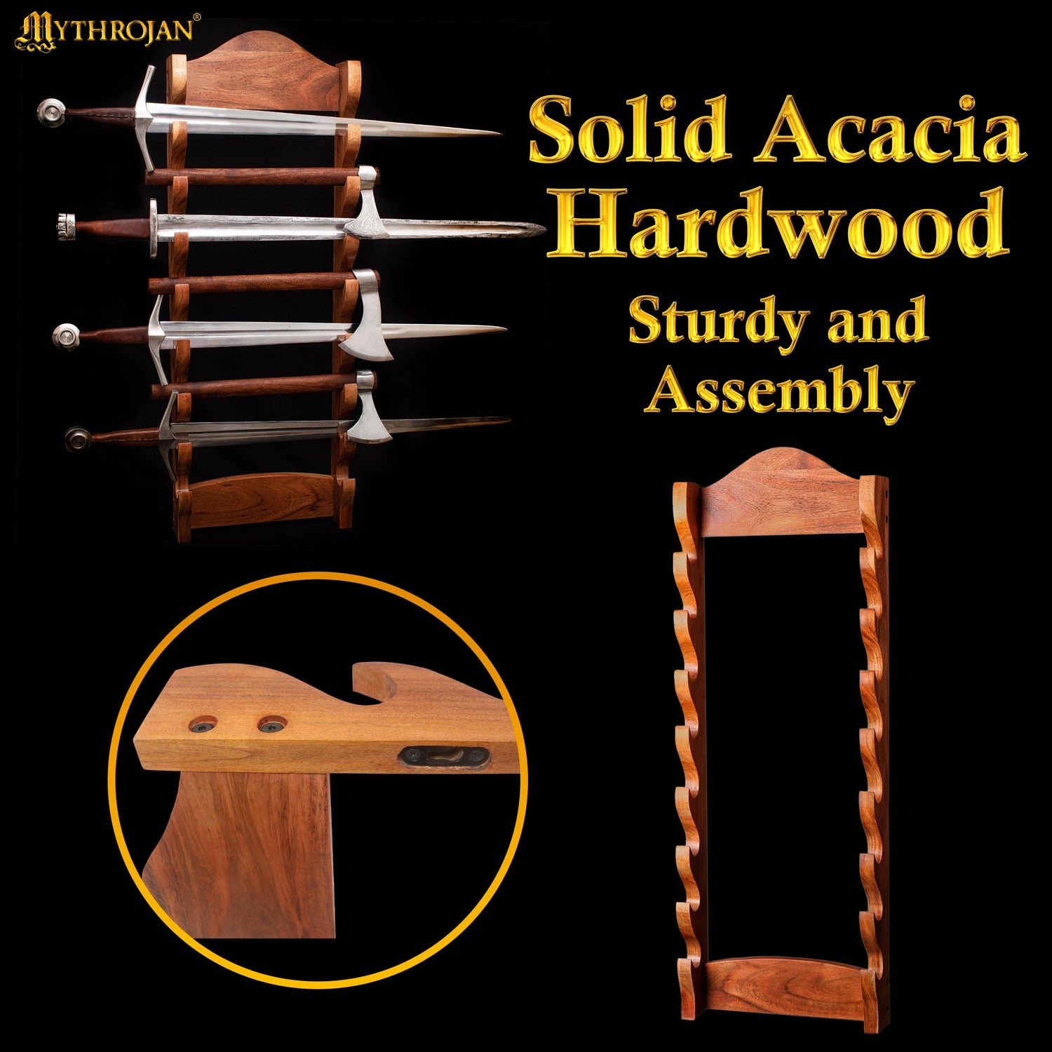 Mythrojan Medieval Sword Wall Mount Samurai Sword Display Stand Katana Sword Holder Gladiator Sword Wall Display Crusader Sword Stand Knife Stand for Display: Eight Tier Sword Stand