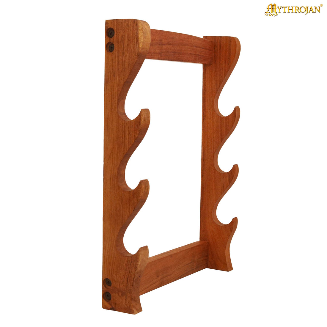 Mythrojan Solid Wood Sword Stand Medieval Sword Wall Mount Samurai Sword Display Stand Katana Sword Holder Gladiator Sword Wall Display Crusader Sword Stand Knife Stand for Display - Three Tier Stand