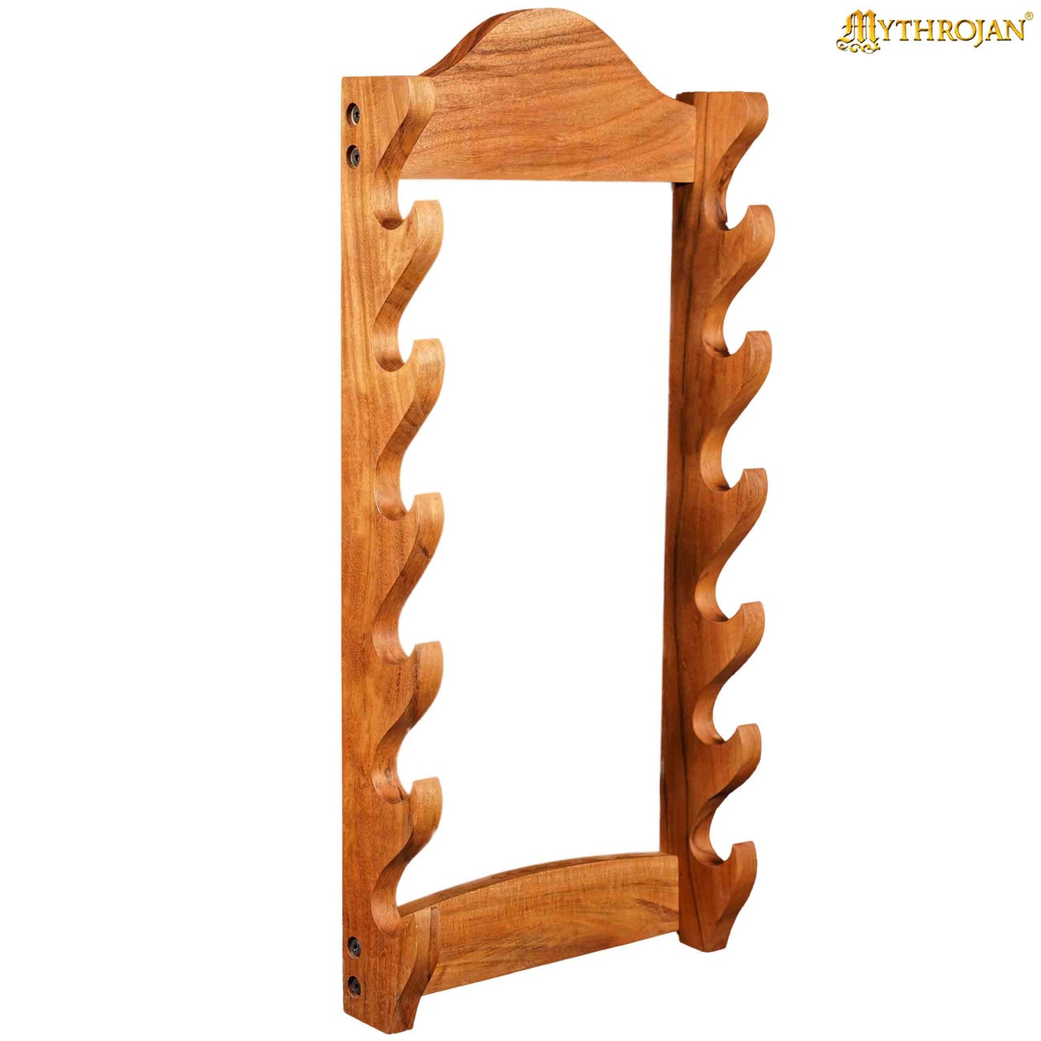 Mythrojan Solid Wood Sword Stand Medieval Sword Wall Mount Samurai Sword Display Stand Katana Sword Holder Gladiator Sword Wall Display Crusader Sword Stand Knife Stand for Display- Six Tier Stand