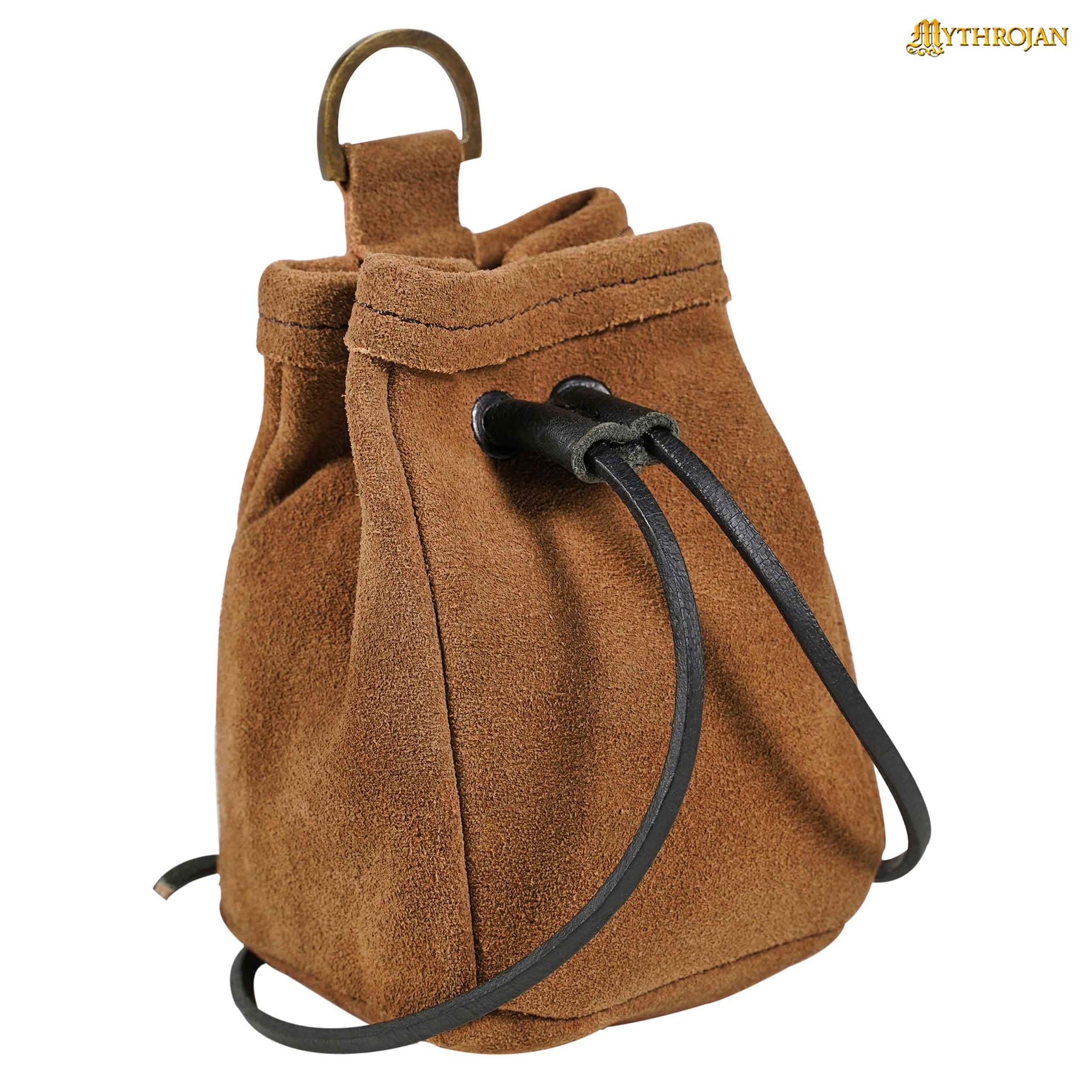 Medieval Leather Backpack – Viking Style Drawstring Bag For LARP & Renaissance Fairs