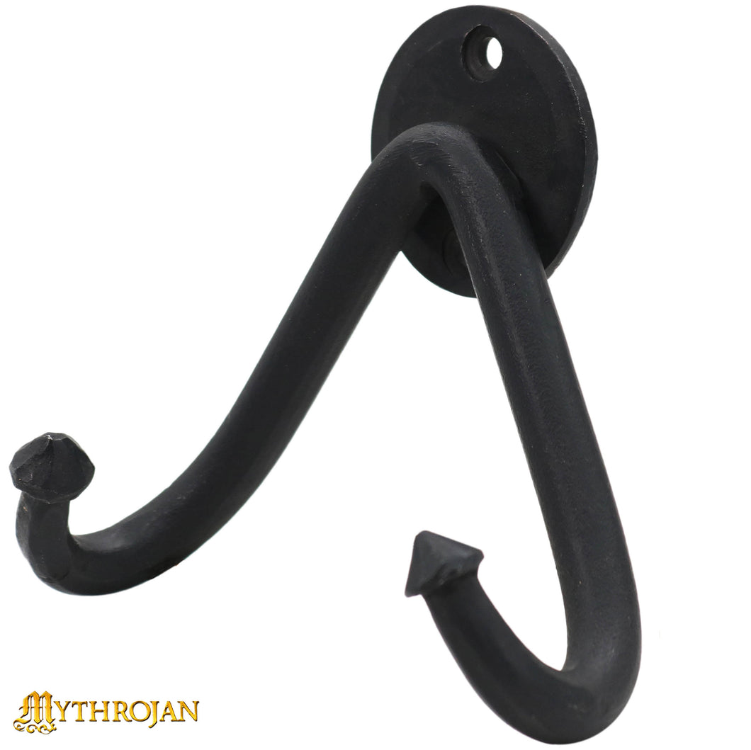 Mythrojan Heavy Sword Wall Mount in Forged Black Finish: Universal Sword Holder Wall Display