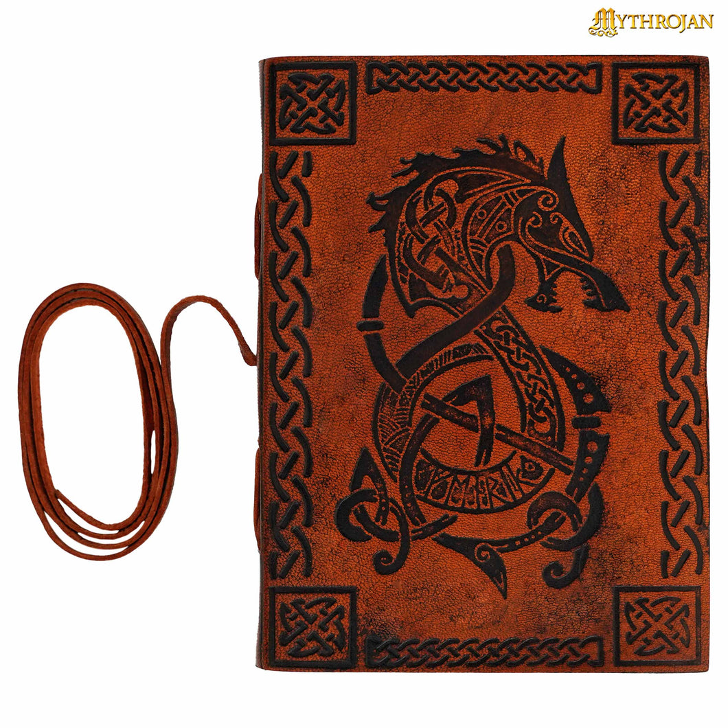 Mythrojan Handmade Vintage Leather Dragon Bound Journal Notebook Diary Sketchbook Travel Office Thought Blank Book Best Gift for Men & Women