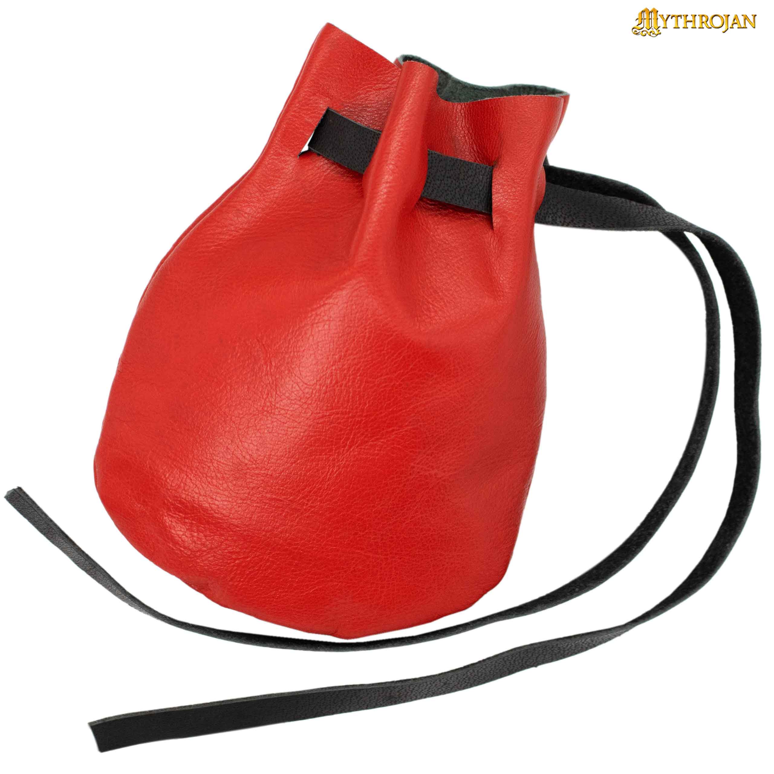 Mythrojan Leather Pouch Jewelry Bag Drawstring 