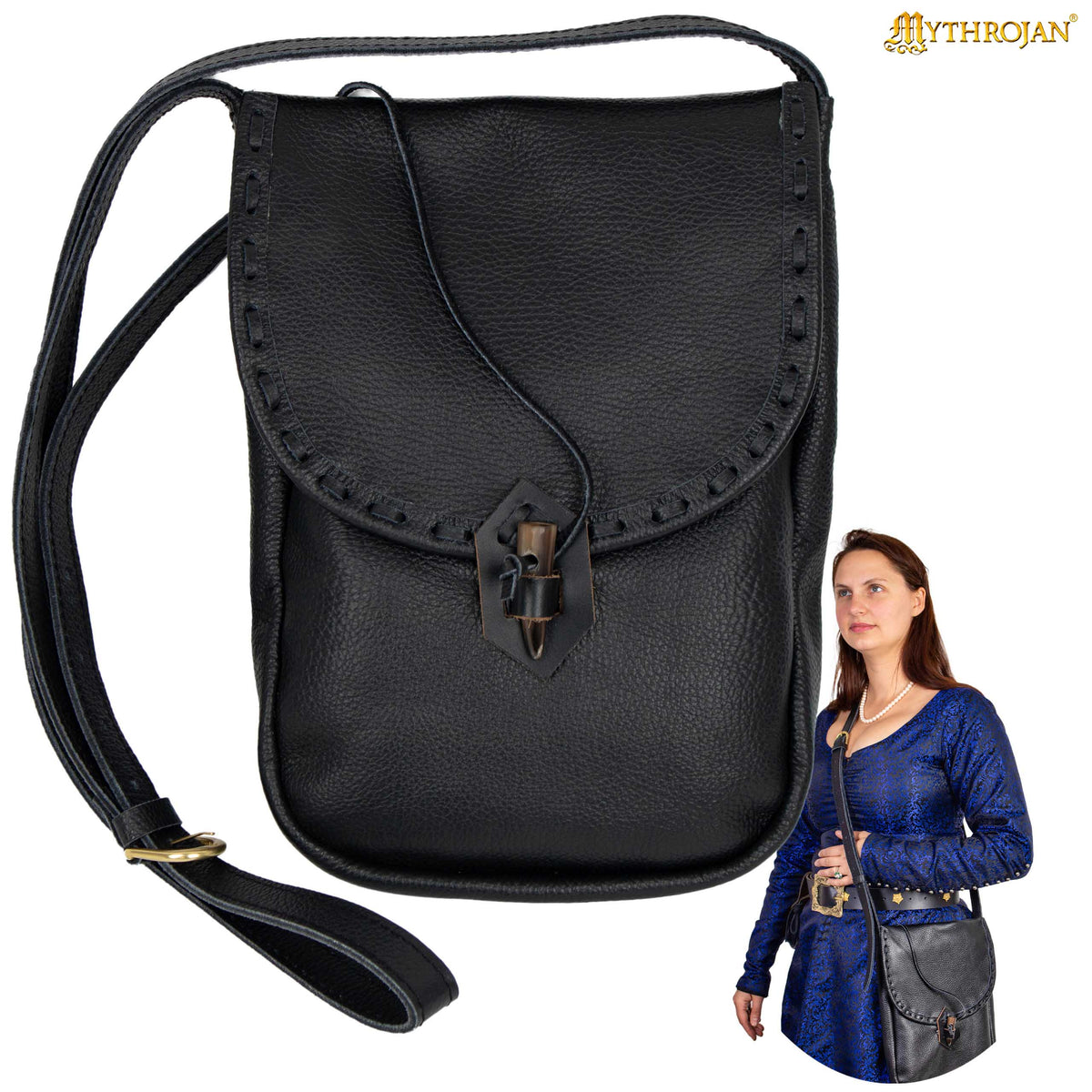 Mythrojan MEDIEVAL MESSENGER BAG. Keep your iPad or Tablet Safe on LARP, SCA or Renaissance Fair : Brown
