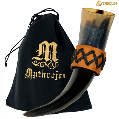 Mythrojan Drinking Horn with Celtic Leather
