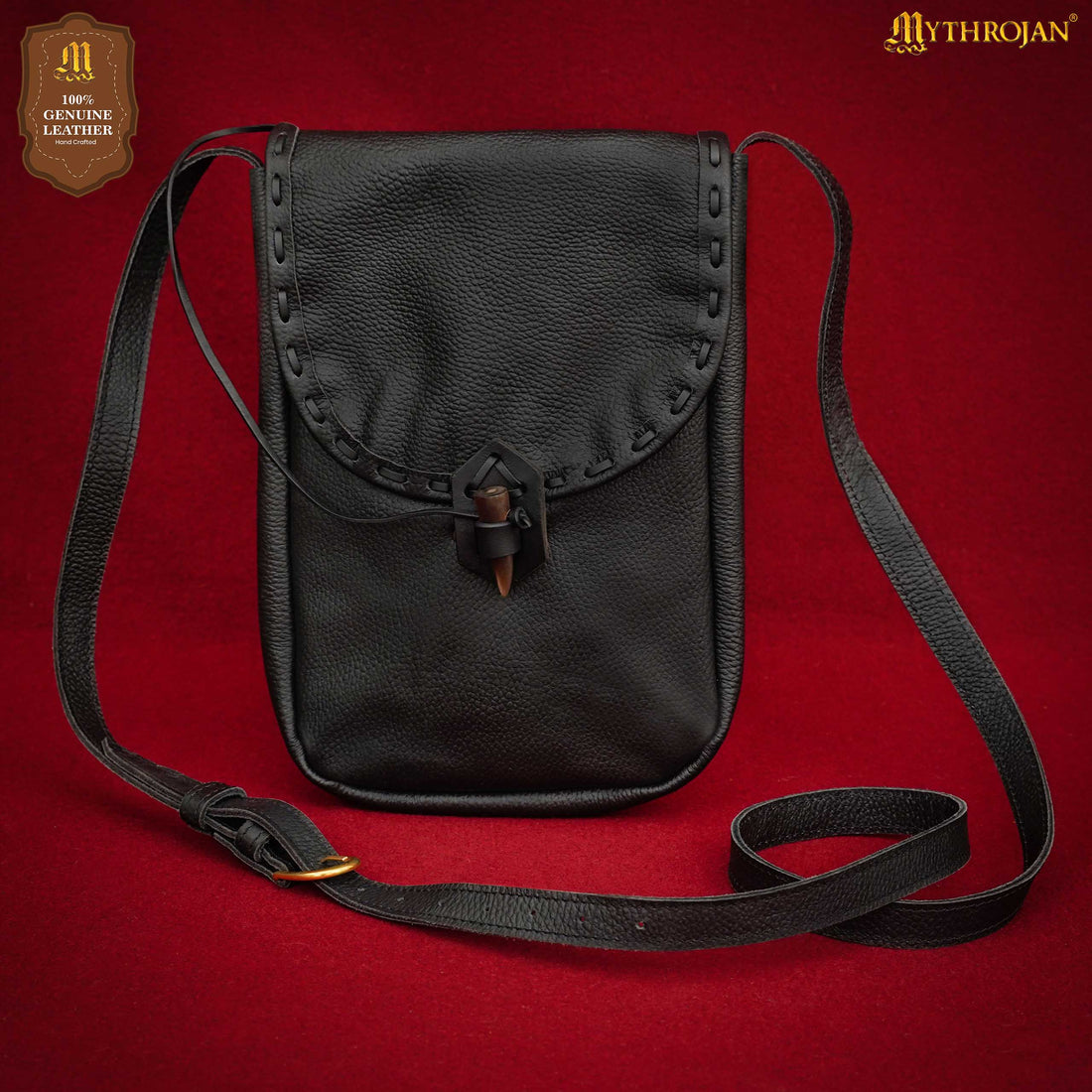 Mythrojan MEDIEVAL MESSENGER BAG. Keep your iPad or Tablet safe on LARP, SCA or Renaissance fair : Black